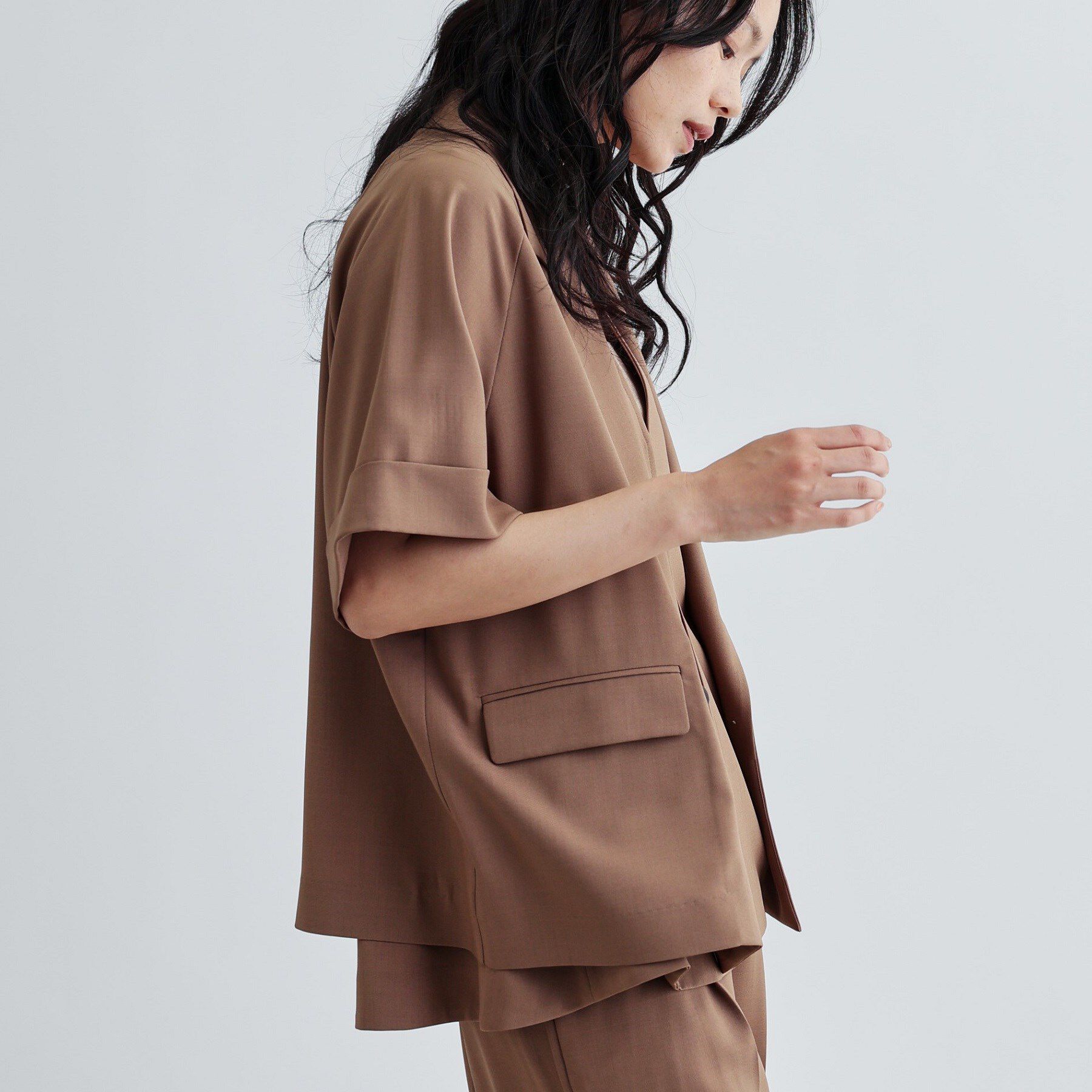 GALLEST「【セットアップ対応】イージーダブルブレスト半袖ジャケット」|テーラードジャケット|