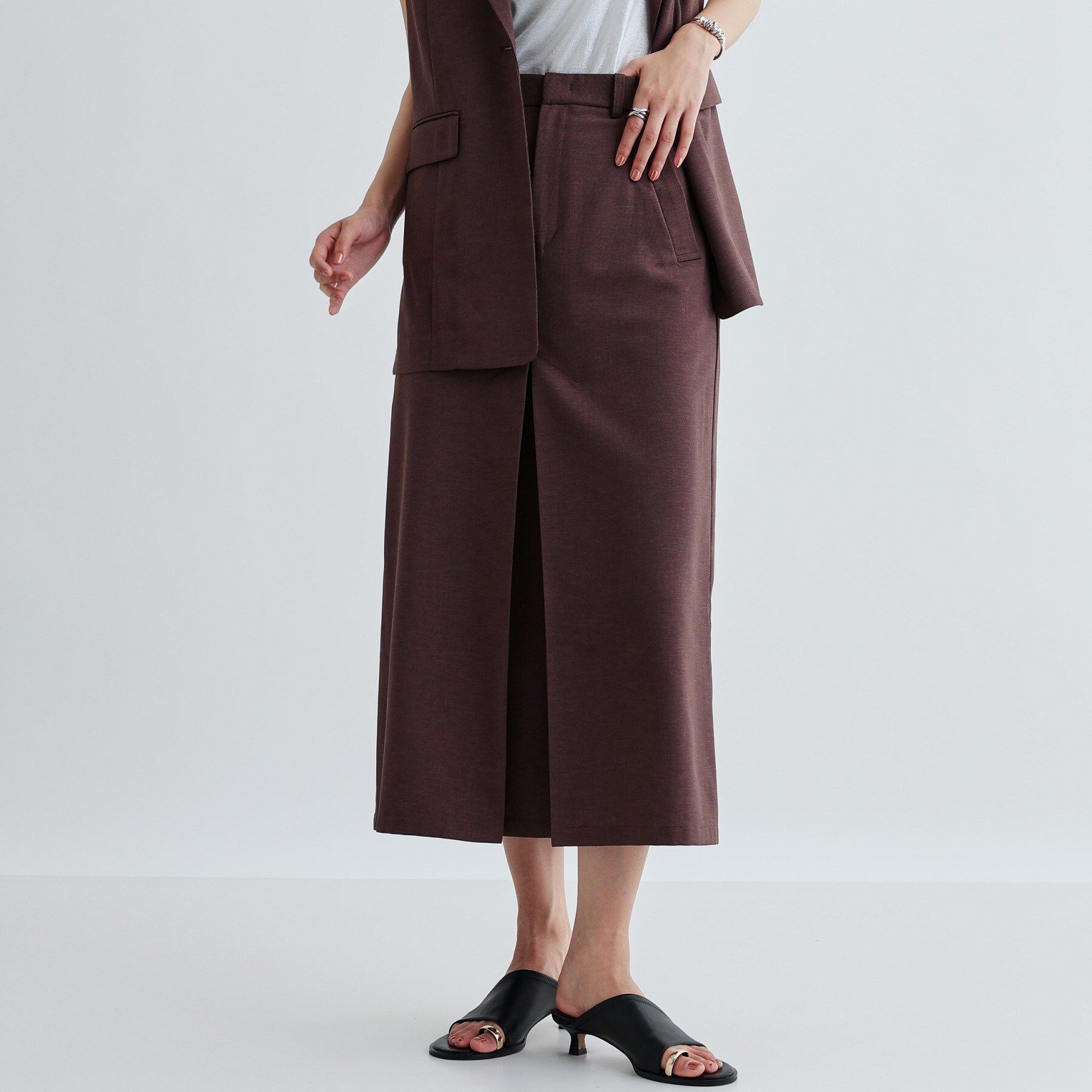 GALLEST「【セットアップ対応】リネンライクボックスタックスカート【カセット服/通勤・オフィス】」|スカート|