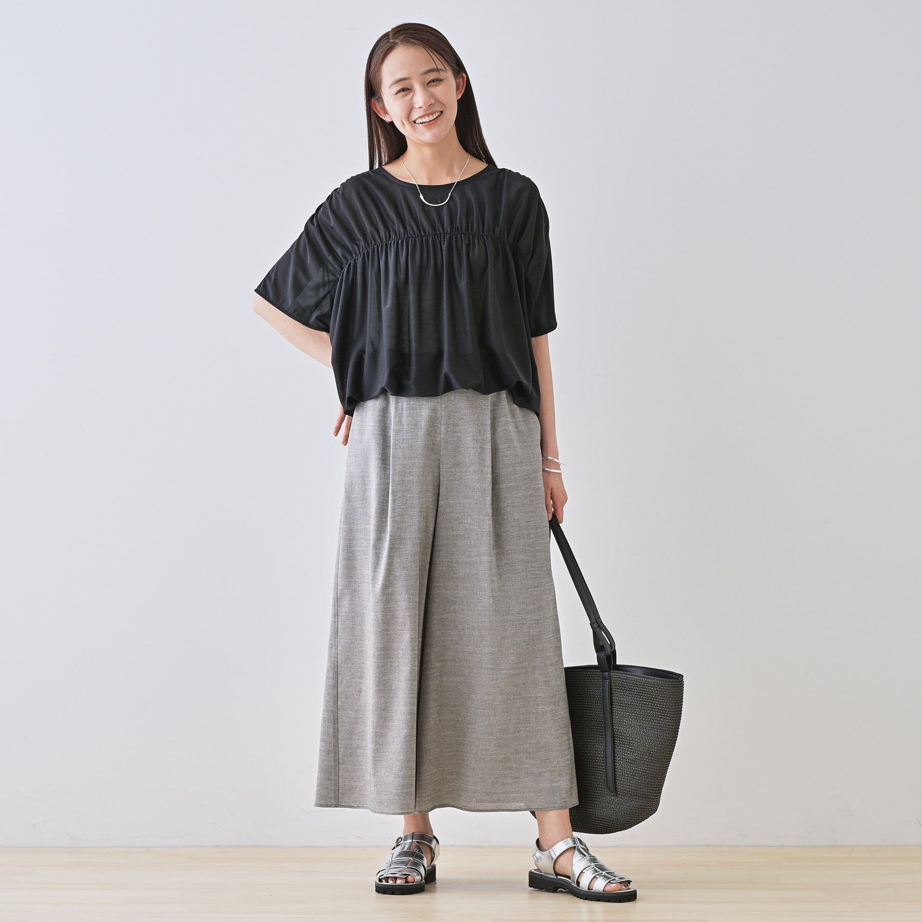 INDIVI「【洗える／清涼感◎】ワイドフレアパンツ／スカーチョ」|その他|
