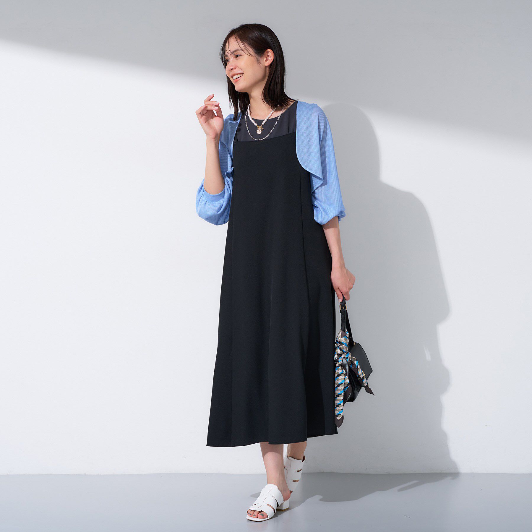 INDIVI「【UVケア】エアリージョーゼット キャミワンピース」|ワンピース|