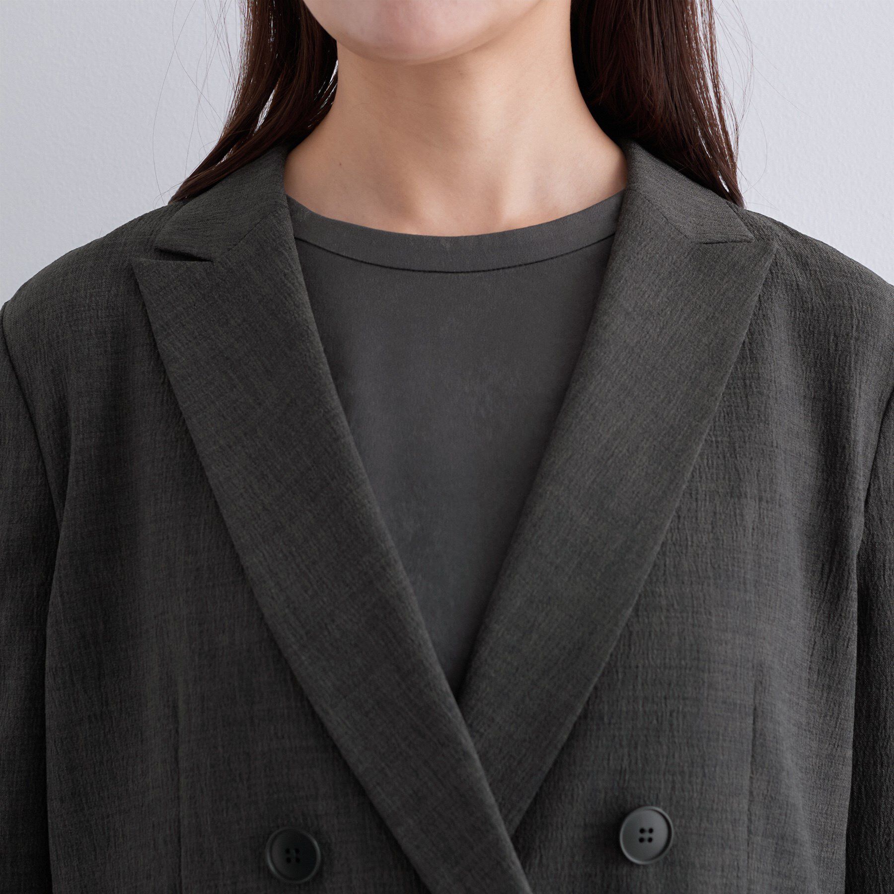 INDIVI「【洗える／セットアップ可能】凹凸ストレッチ素材ダブルジャケット」|テーラードジャケット|