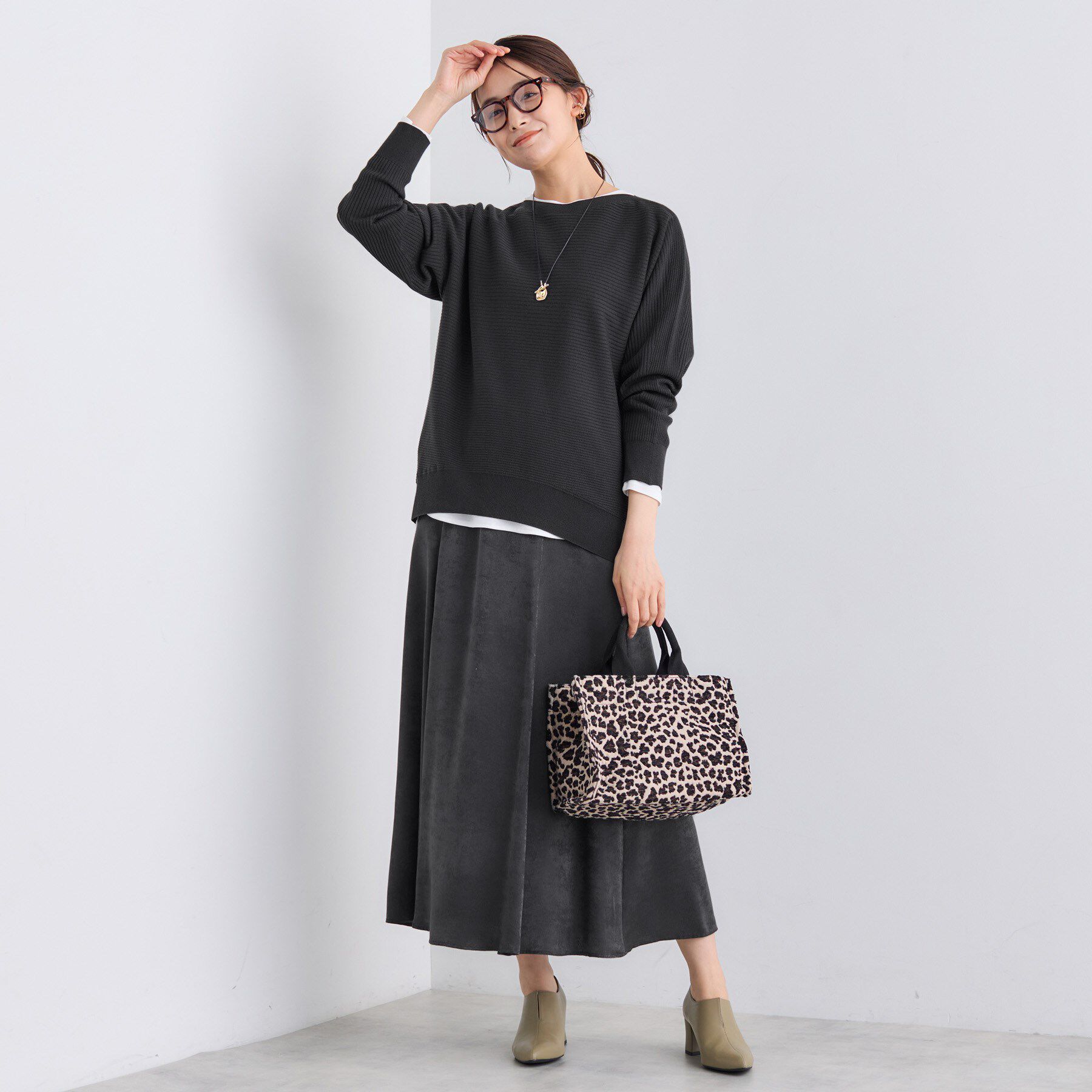 INDIVI「【UVケア／セットアップ可能】スエード調サテンスカート」|スカート|