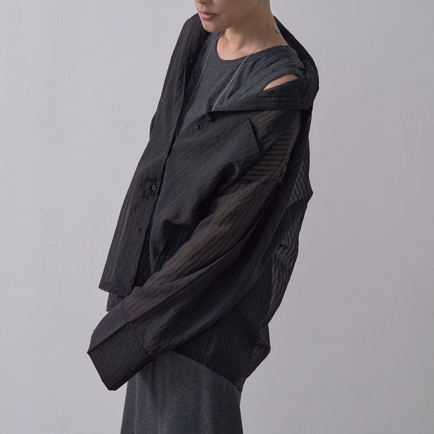 GALLEST「ワイドカフスシアーストライプシャツ/秋服/シアーシャツ」|シャツ・ブラウス|