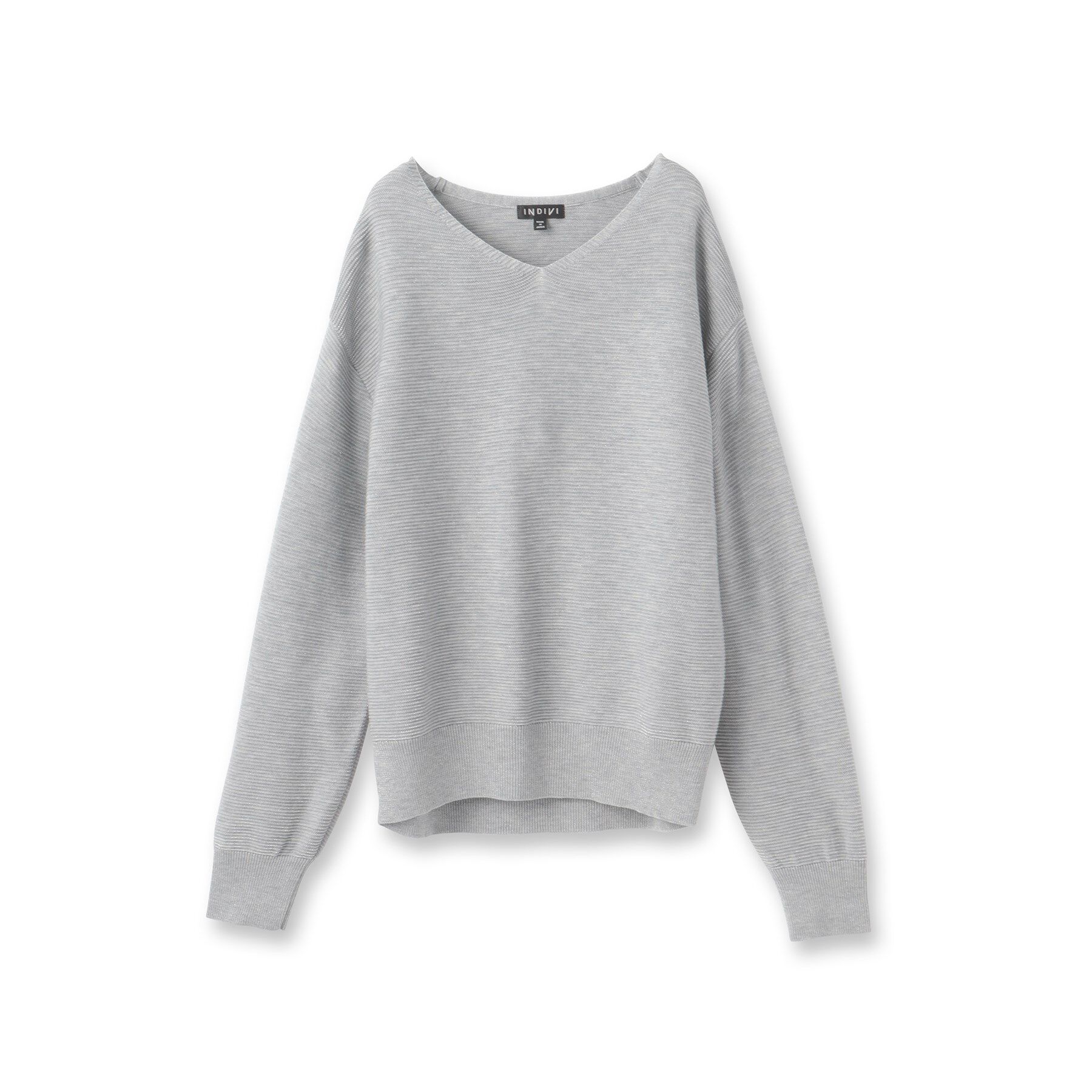 INDIVI「【ウール混ラメ素材】Vネック煌めきニット」|ニット・セーター|
