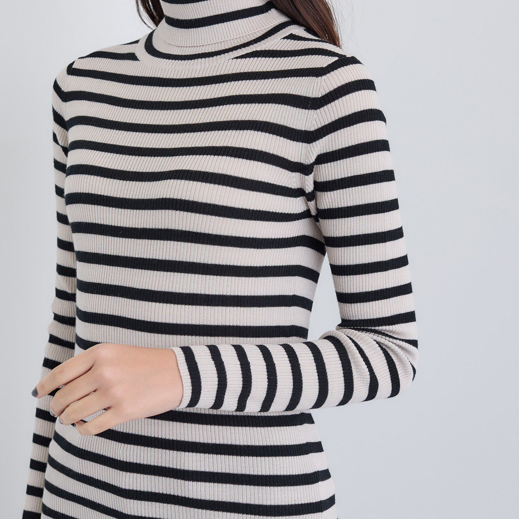 INDIVI「【洗える／毛玉になりにくい】エクストラファインウール リブタートルニット」|ニット・セーター|