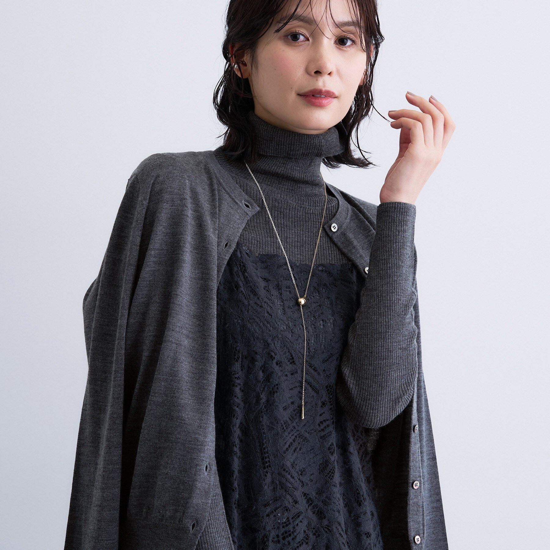 INDIVI「【洗える】ハイゲージニットカーディガン」|カーディガン|