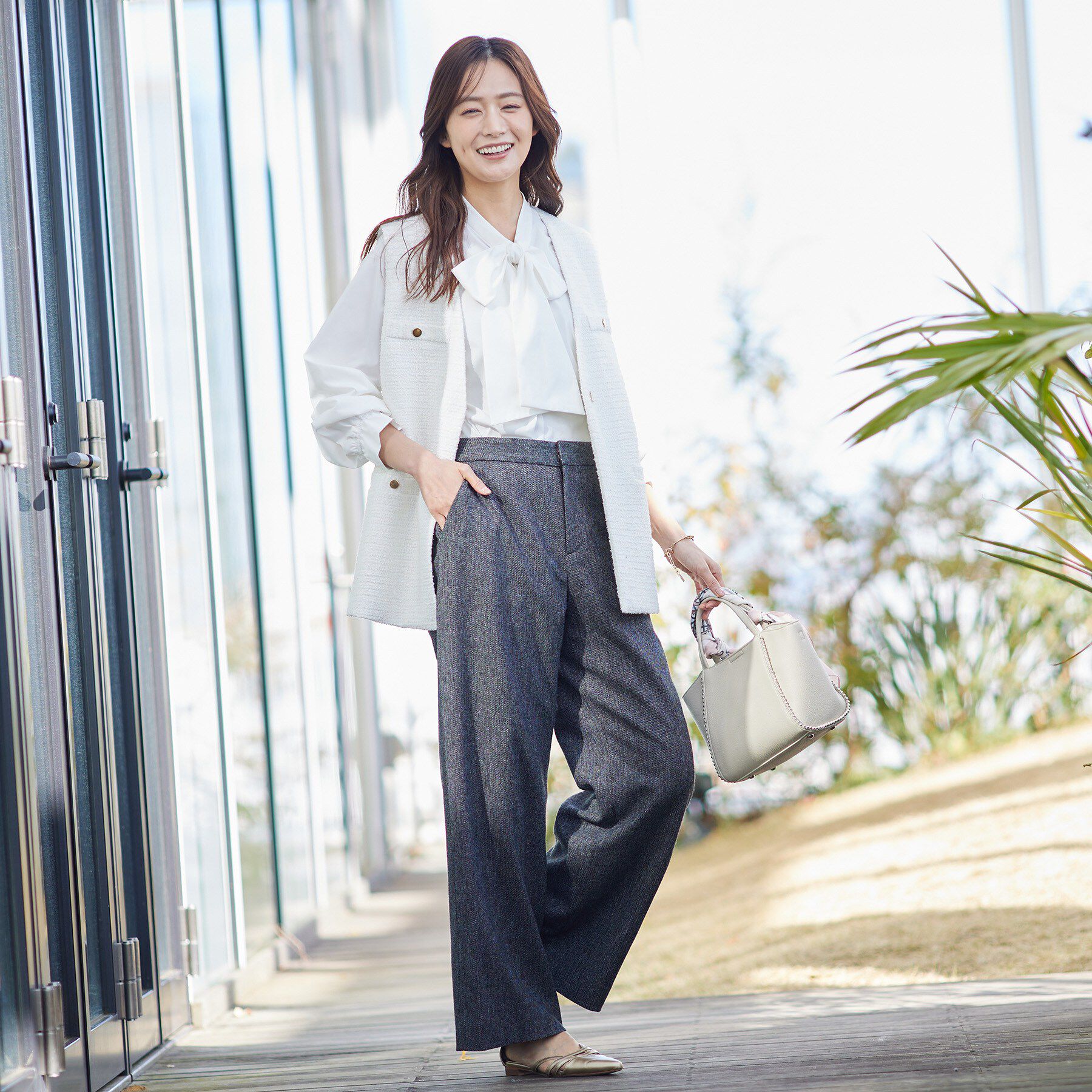 INDIVI「【褒められパンツ／ウール混】ウォームウール ワイドパンツ」|その他|