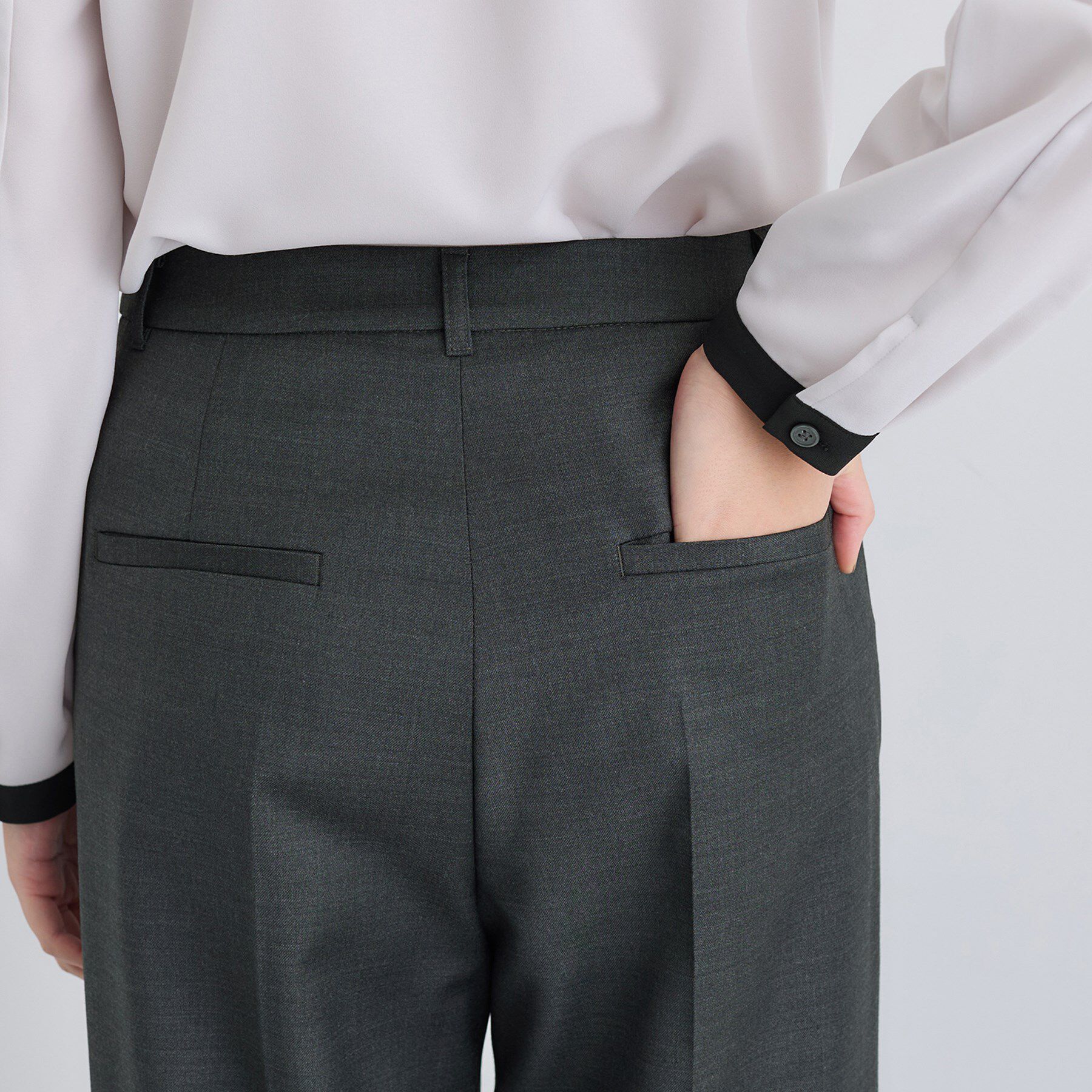 INDIVI「【日本製／スーツ／通勤】シルクウールストレッチ ワイドパンツ」|スーツ|