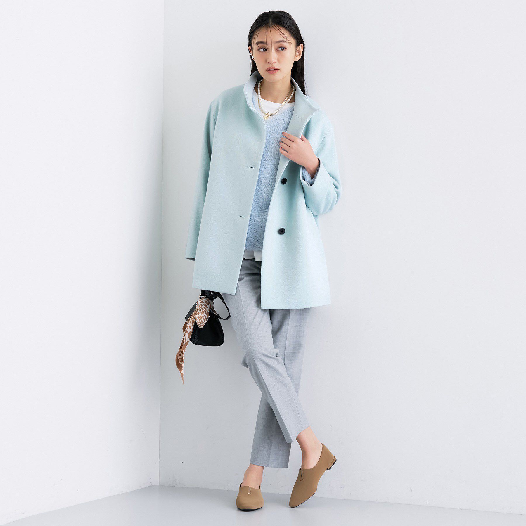 INDIVI「【日本製／ミドル丈】スタンドカラーミドルコート」|その他|