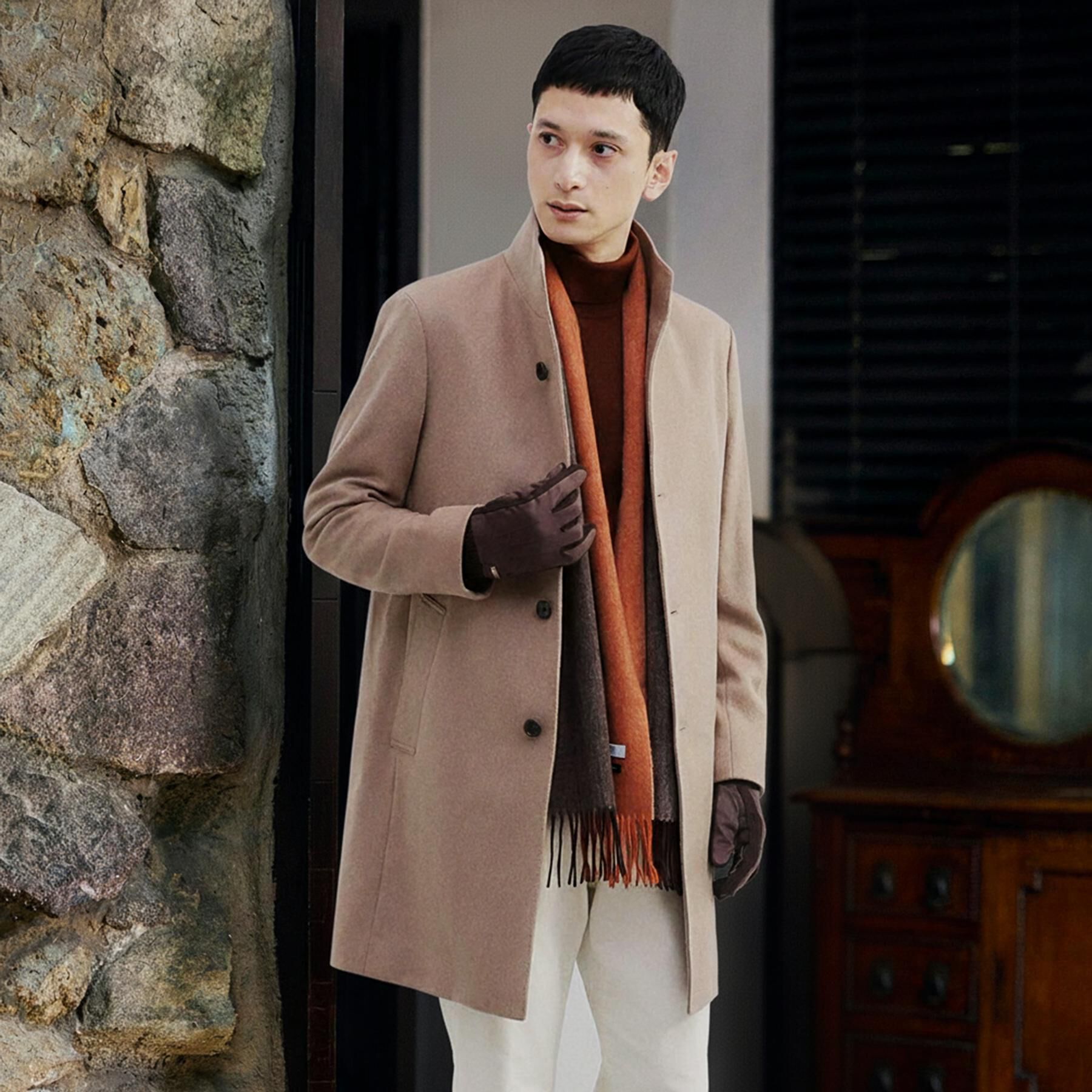 TAKEO KIKUCHI「【ウールカシミヤブレンド】ビーバー調 スタンドカラー コート」|その他|ﾍﾞｰｼﾞｭ(153)