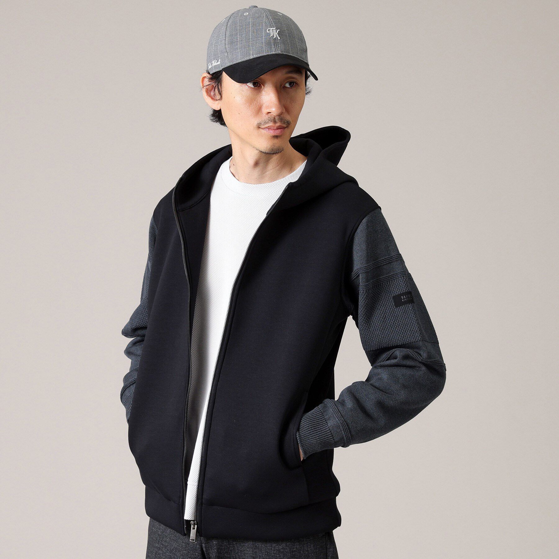 TAKEO KIKUCHI「【Made in JAPAN】ニットスリーブ ジップアップ パーカ」|パーカー|