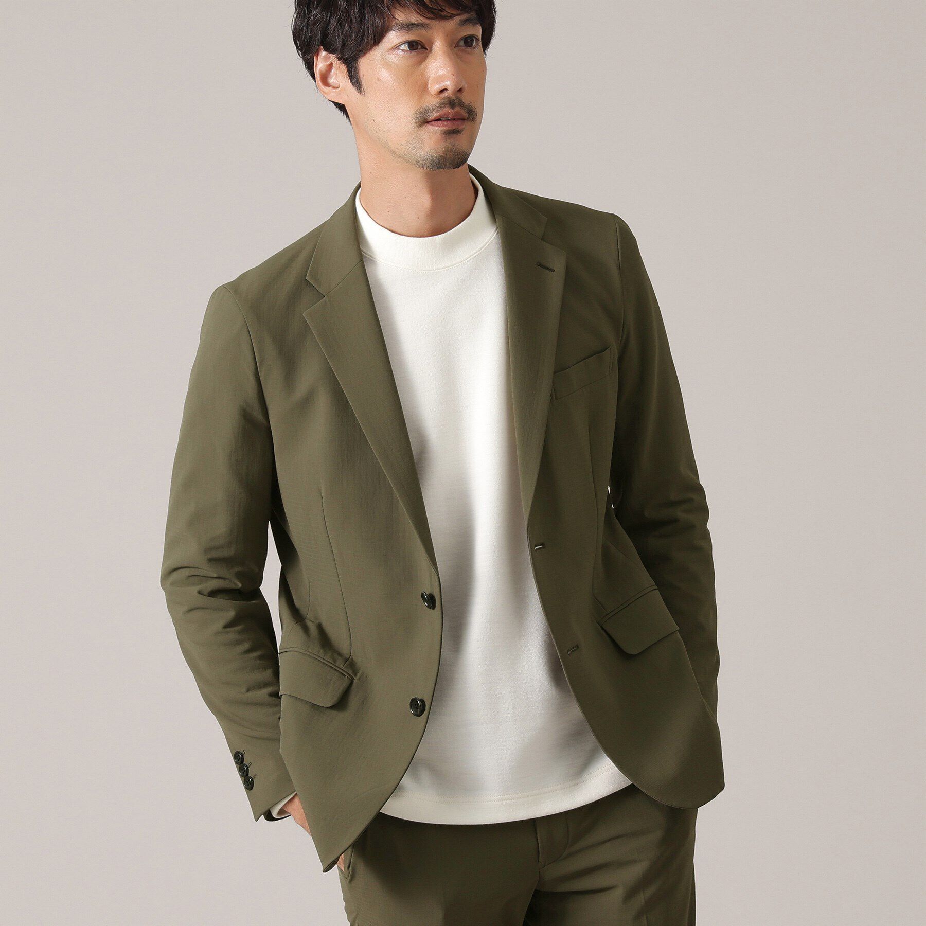TAKEO KIKUCHI「【4WAYストレッチ】ストームフリース（R）ジャケット」|テーラードジャケット|カーキ(027)
