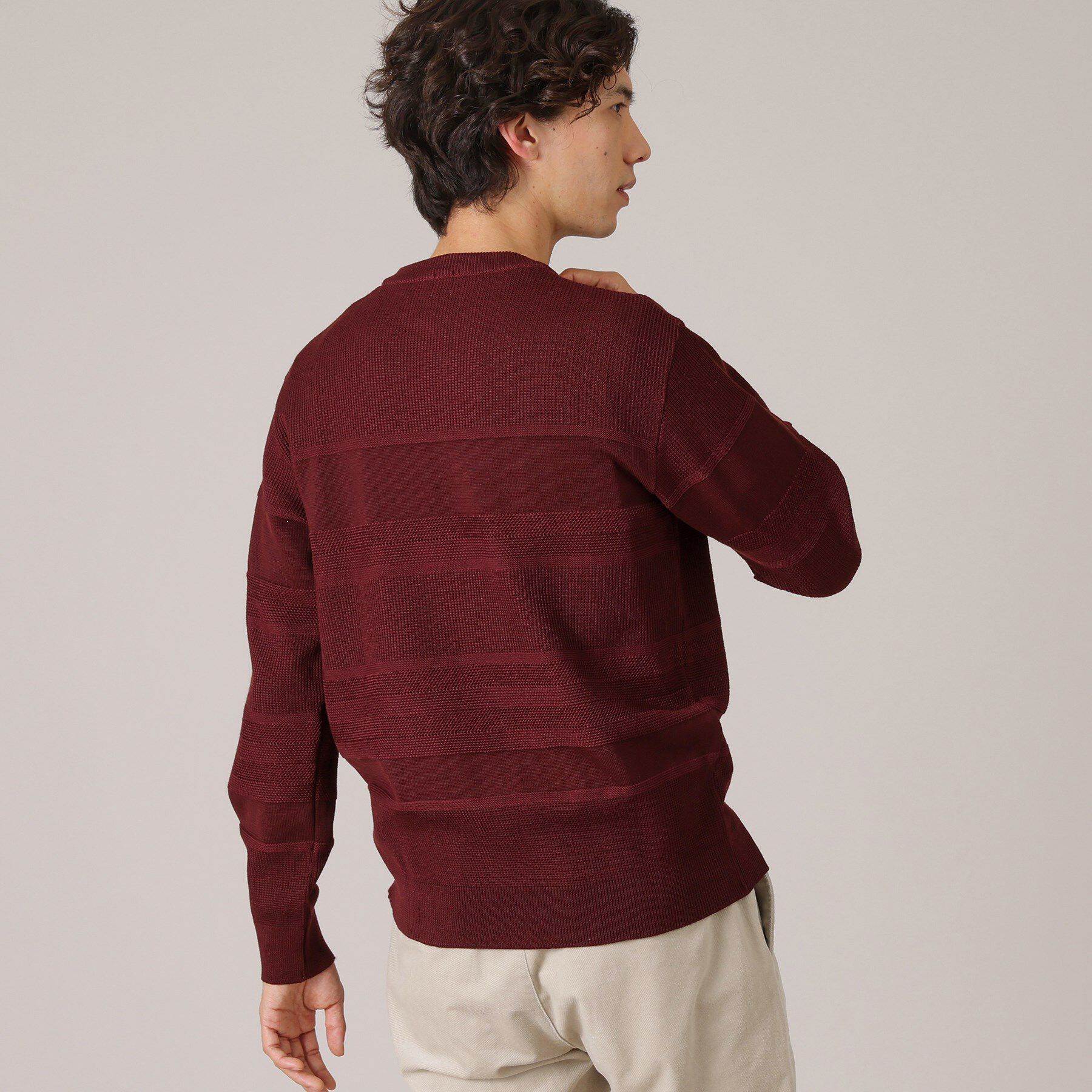 TAKEO KIKUCHI「【Made in JAPAN】編地切替 プルオーバーニット」|ニット・セーター|