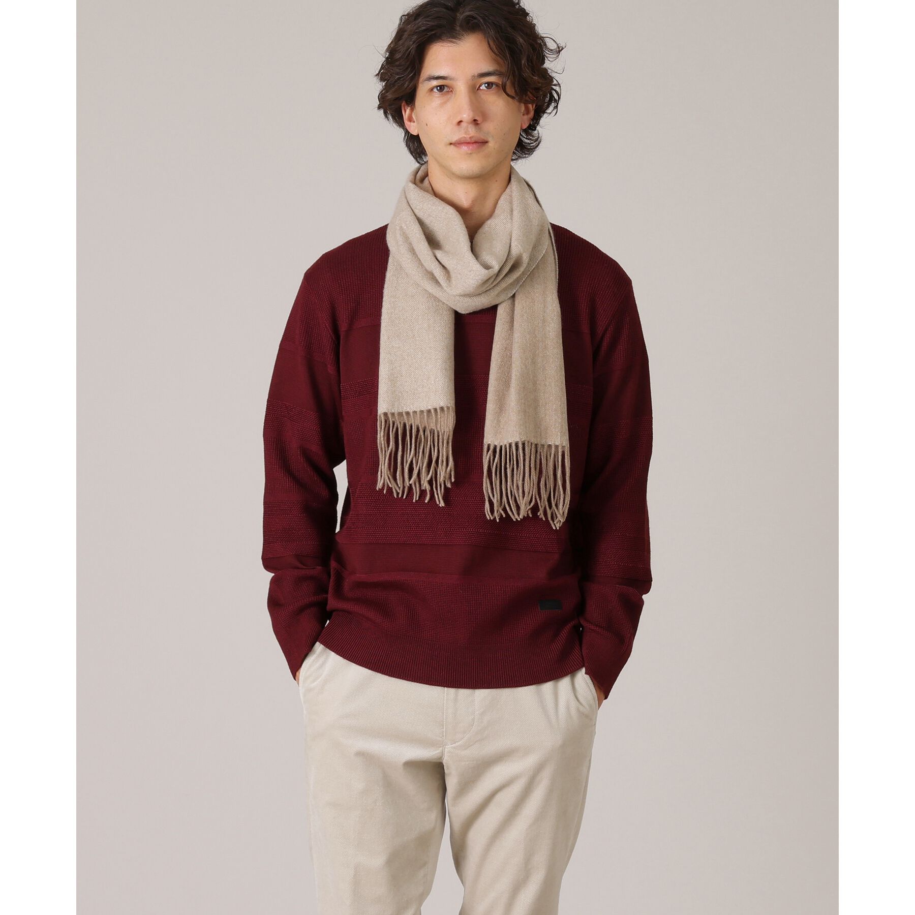 TAKEO KIKUCHI「【Made in JAPAN】編地切替 プルオーバーニット」|ニット・セーター|