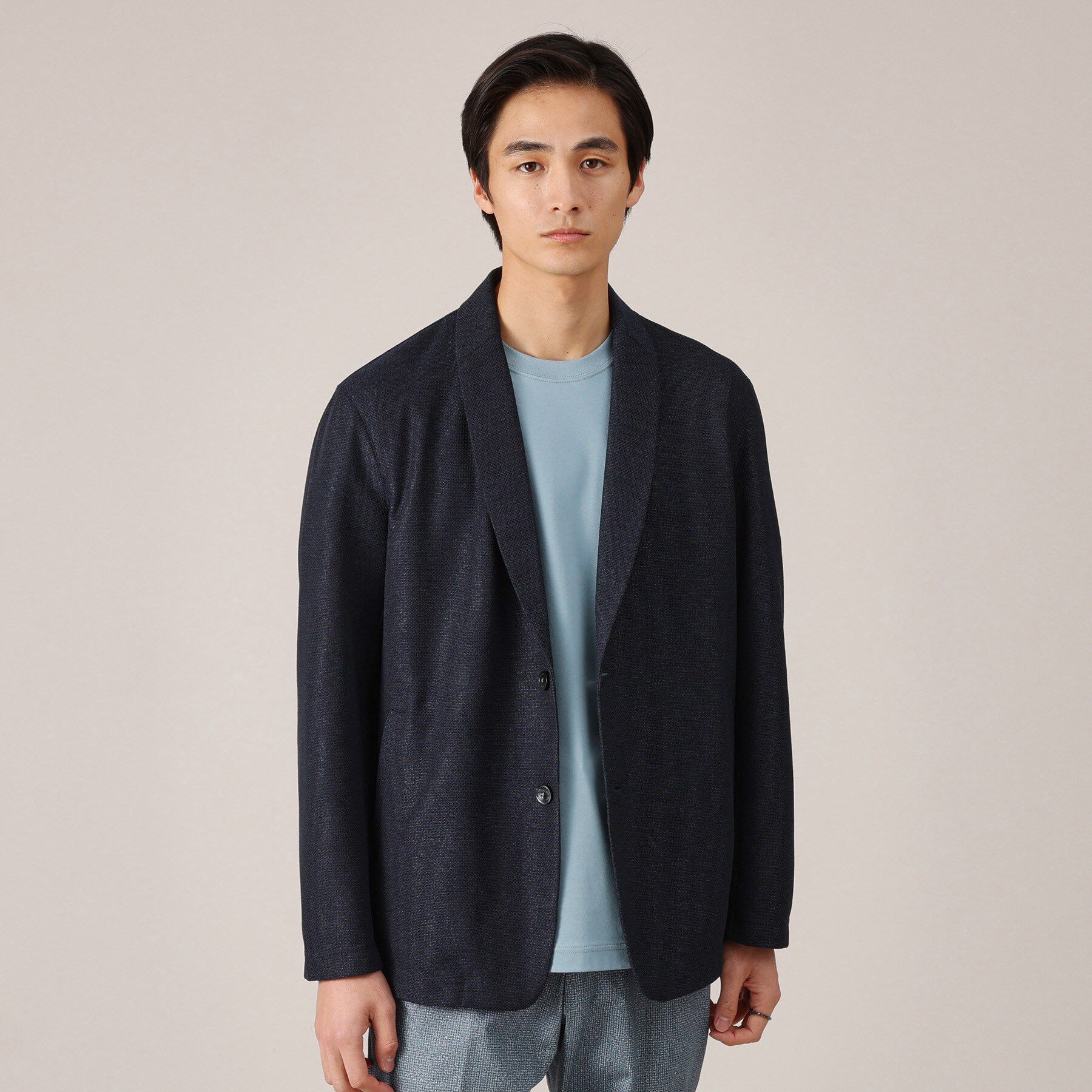 TAKEO KIKUCHI「【抗菌防臭】尾州リネンブレンド ドビーメッシュ カーディガン」|カーディガン|ネイビー(094)