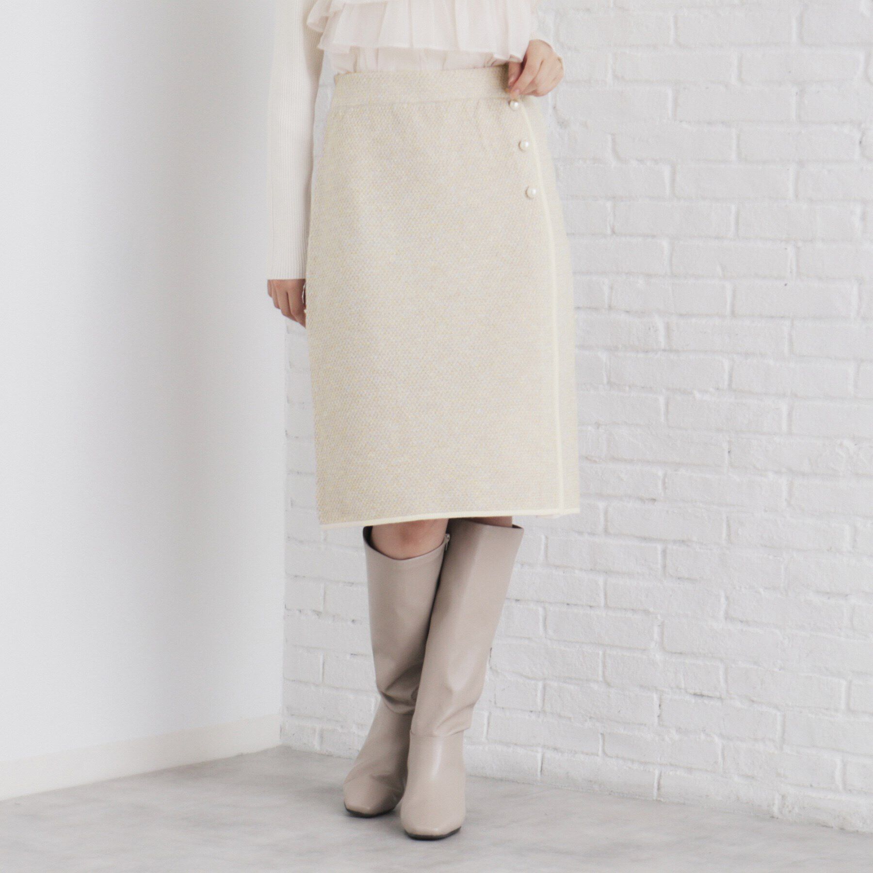 index「《美人百花掲載》パール調ツイードライクタイトスカート/セットアップ対応【洗濯機洗い可】」|スカート|