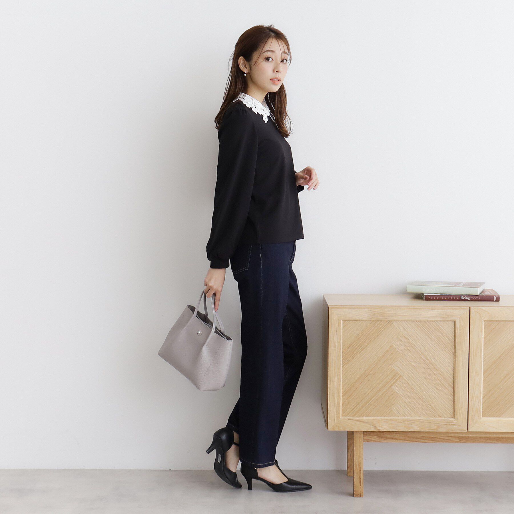 index「衿取り外し２WAY フラワーカラートップス【洗濯機洗い可/ストレッチ】」|シャツ・ブラウス|