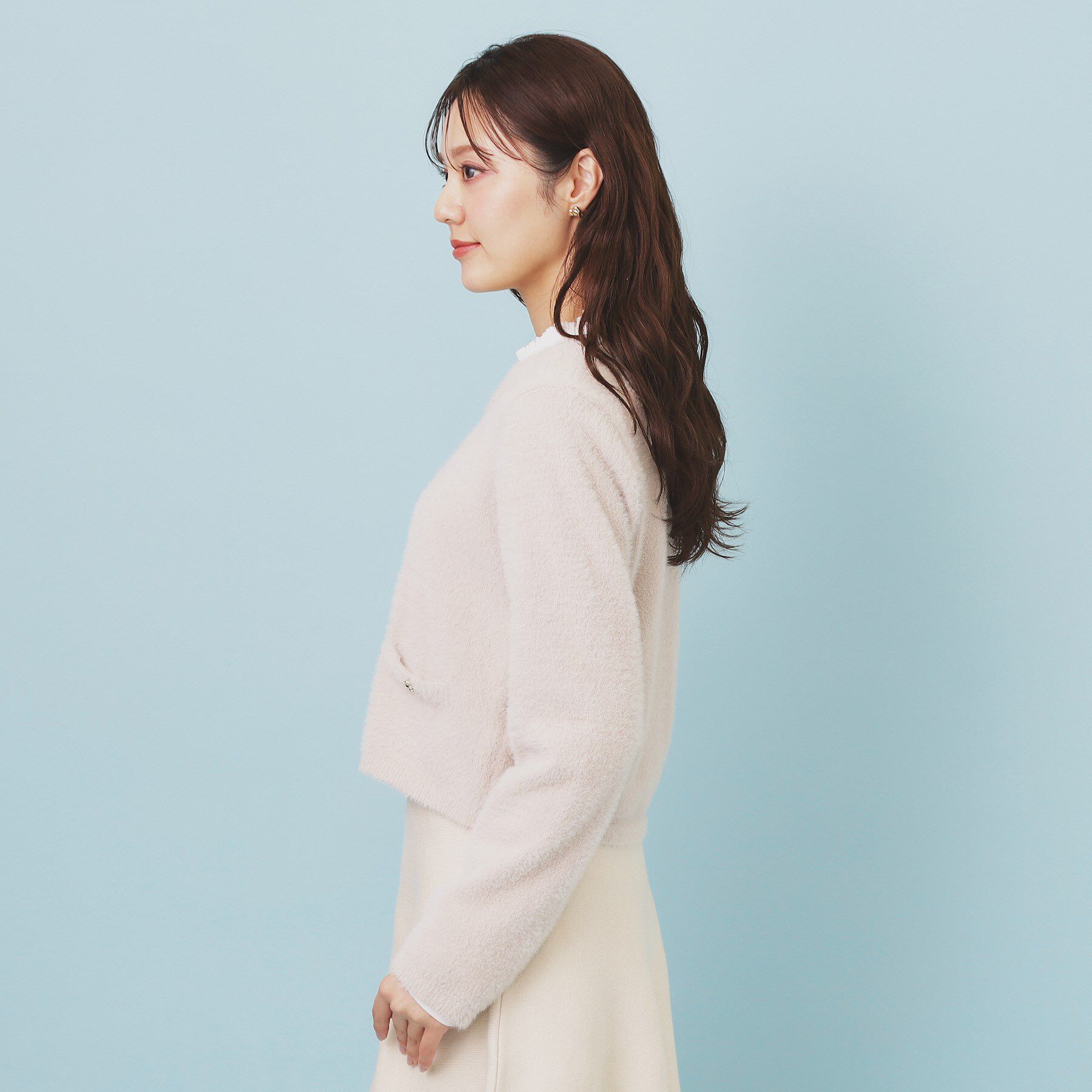 index「フェザーヤーンフラワーボタンカーディガン【洗濯機OK】」|カーディガン|