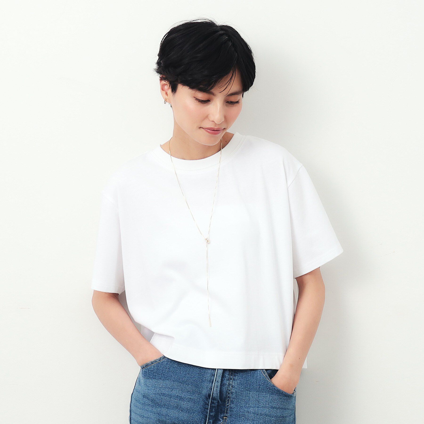 OPAQUE.CLIP「ビジューリング&times;メタルリングネックレス」|ネックレス|