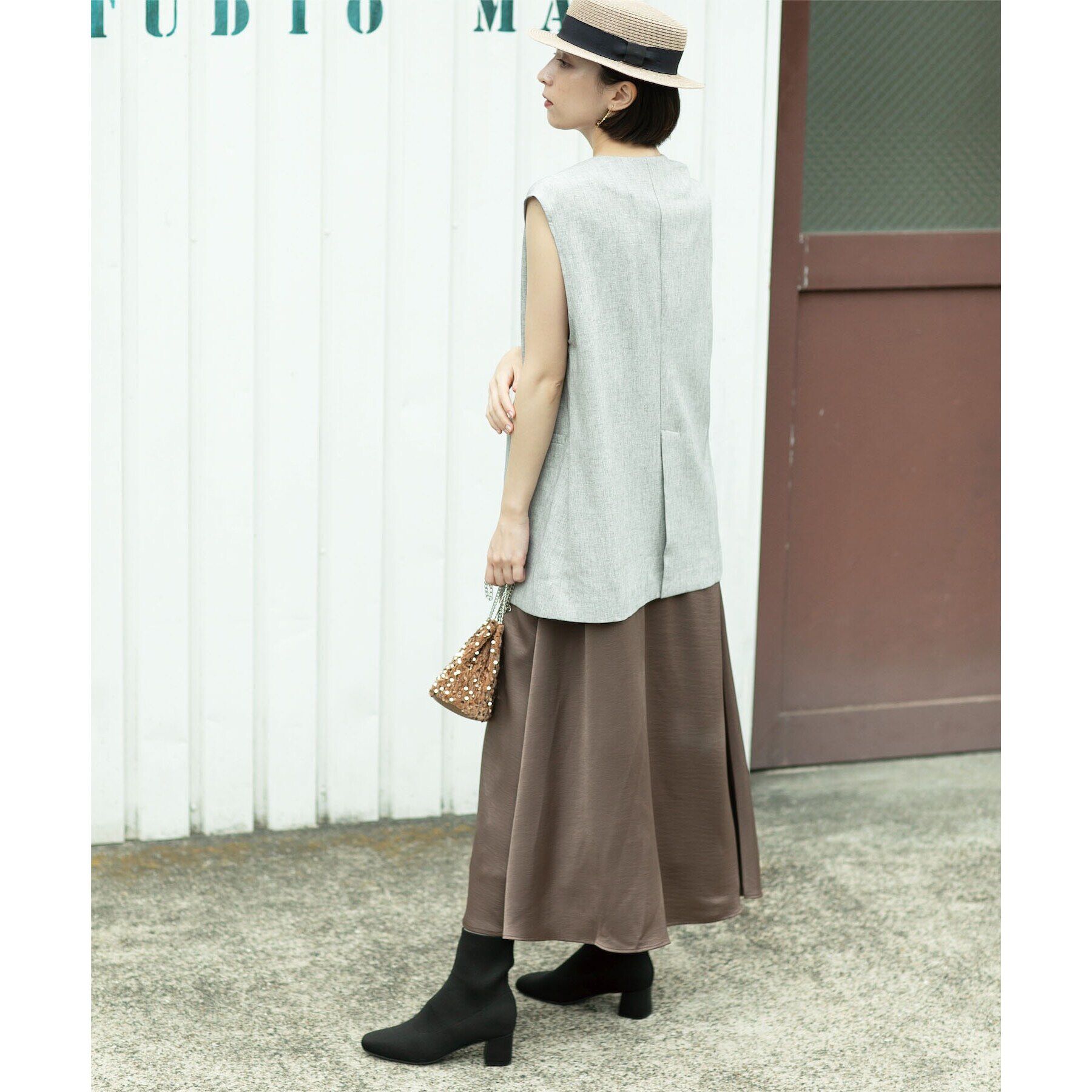 OPAQUE.CLIP「2WAY ヴィンテージサテンキャミワンピース【洗濯機洗い可】」|ワンピース|