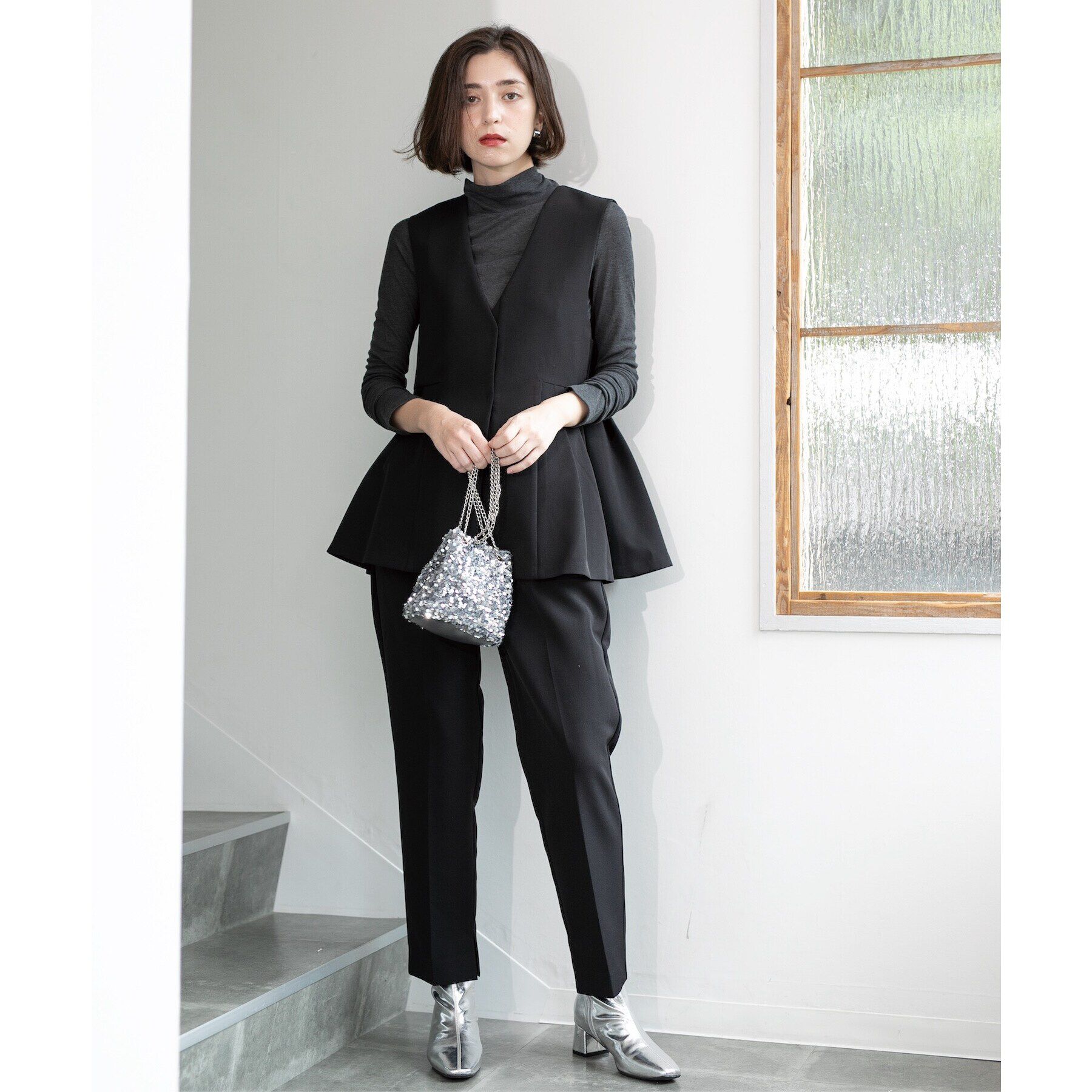 OPAQUE.CLIP「シアーガーゼハイネックカットソー／ネオサーモ【吸湿発熱/洗濯機洗い可】」|Tシャツ・カットソー|