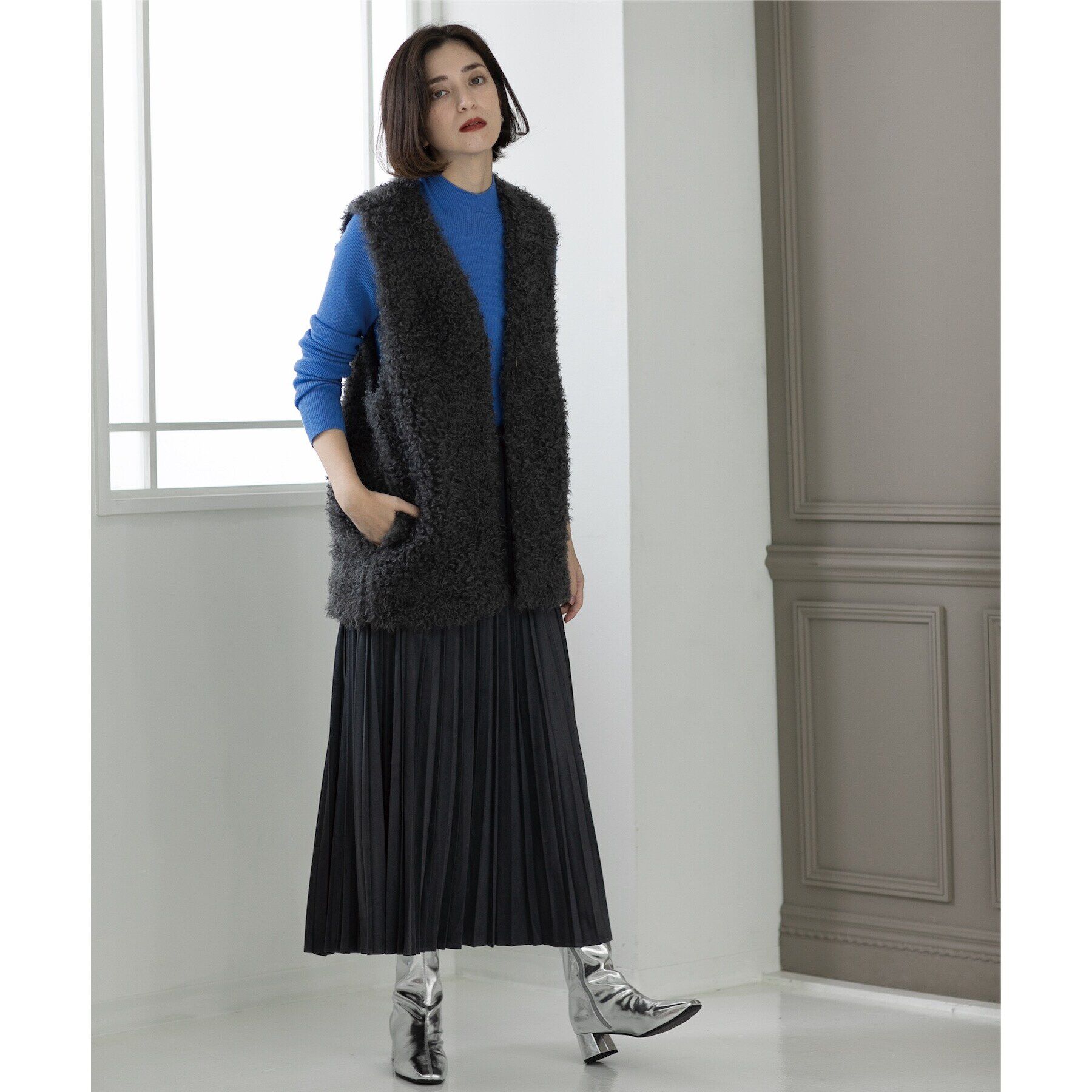 OPAQUE.CLIP「カーリーフェイクファーベスト【洗濯機洗い可】」|ベスト・ジレ|