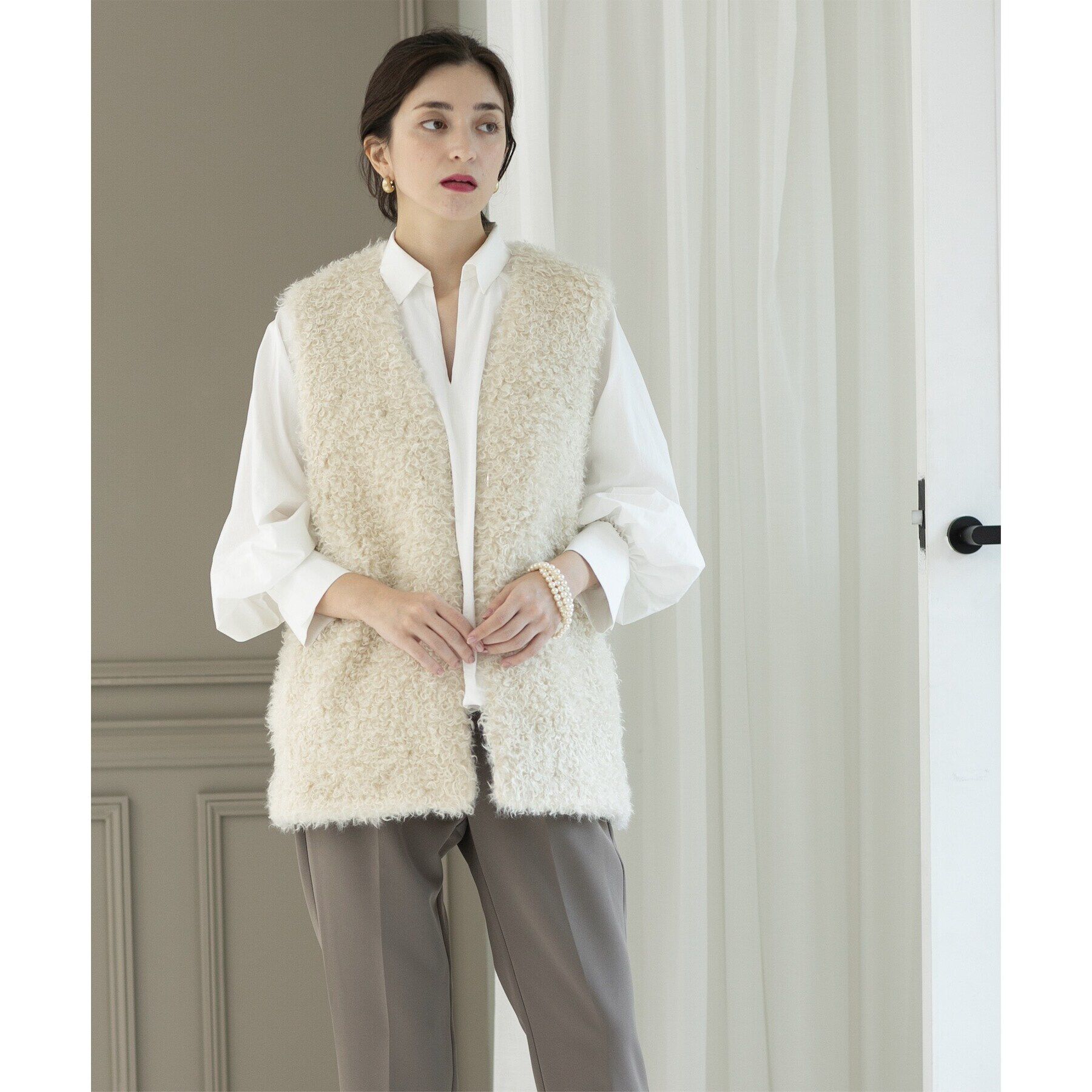 OPAQUE.CLIP「カーリーフェイクファーベスト【洗濯機洗い可】」|ベスト・ジレ|