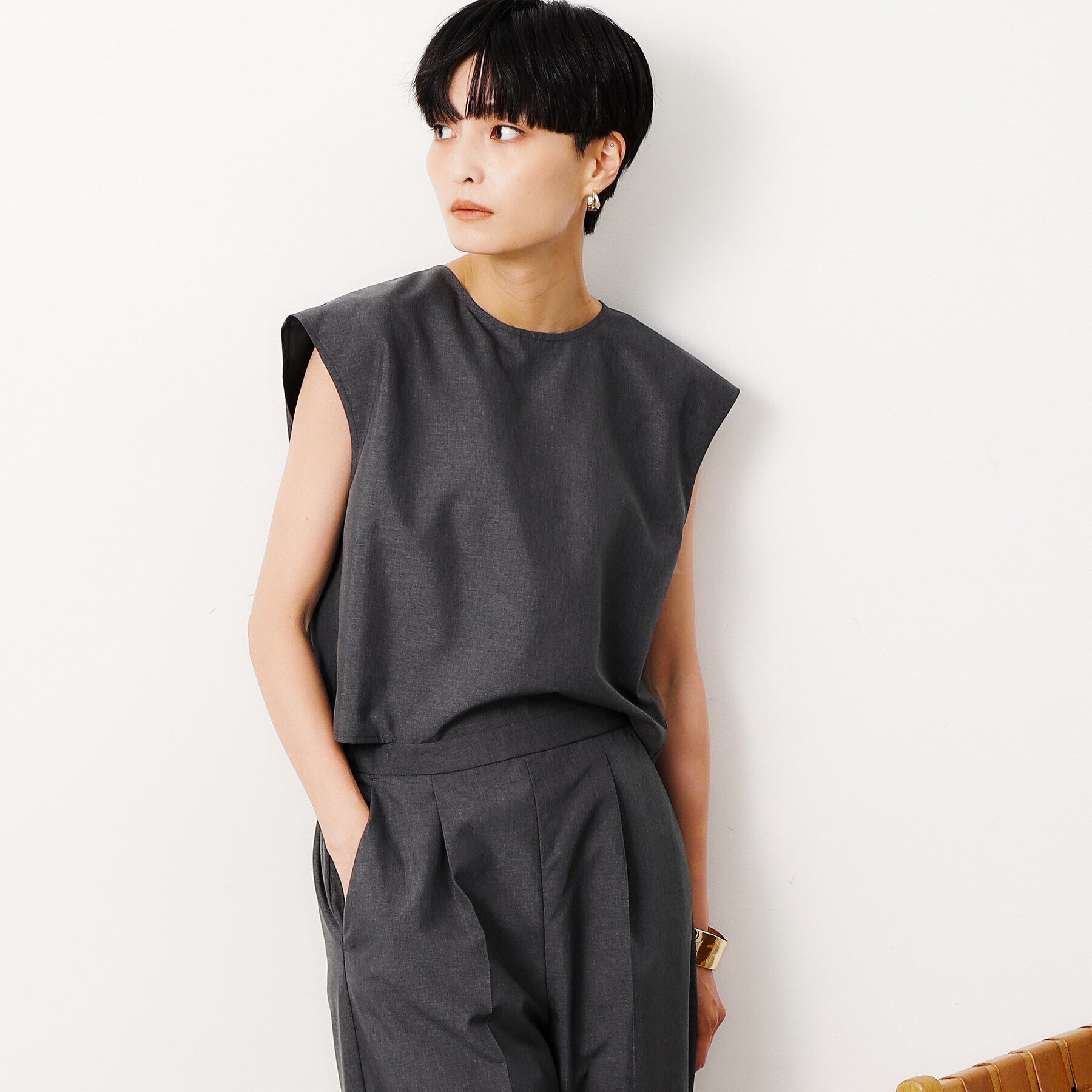 OPAQUE.CLIP「リネンライクオールインワン【洗濯機洗い可】」|オールインワン|