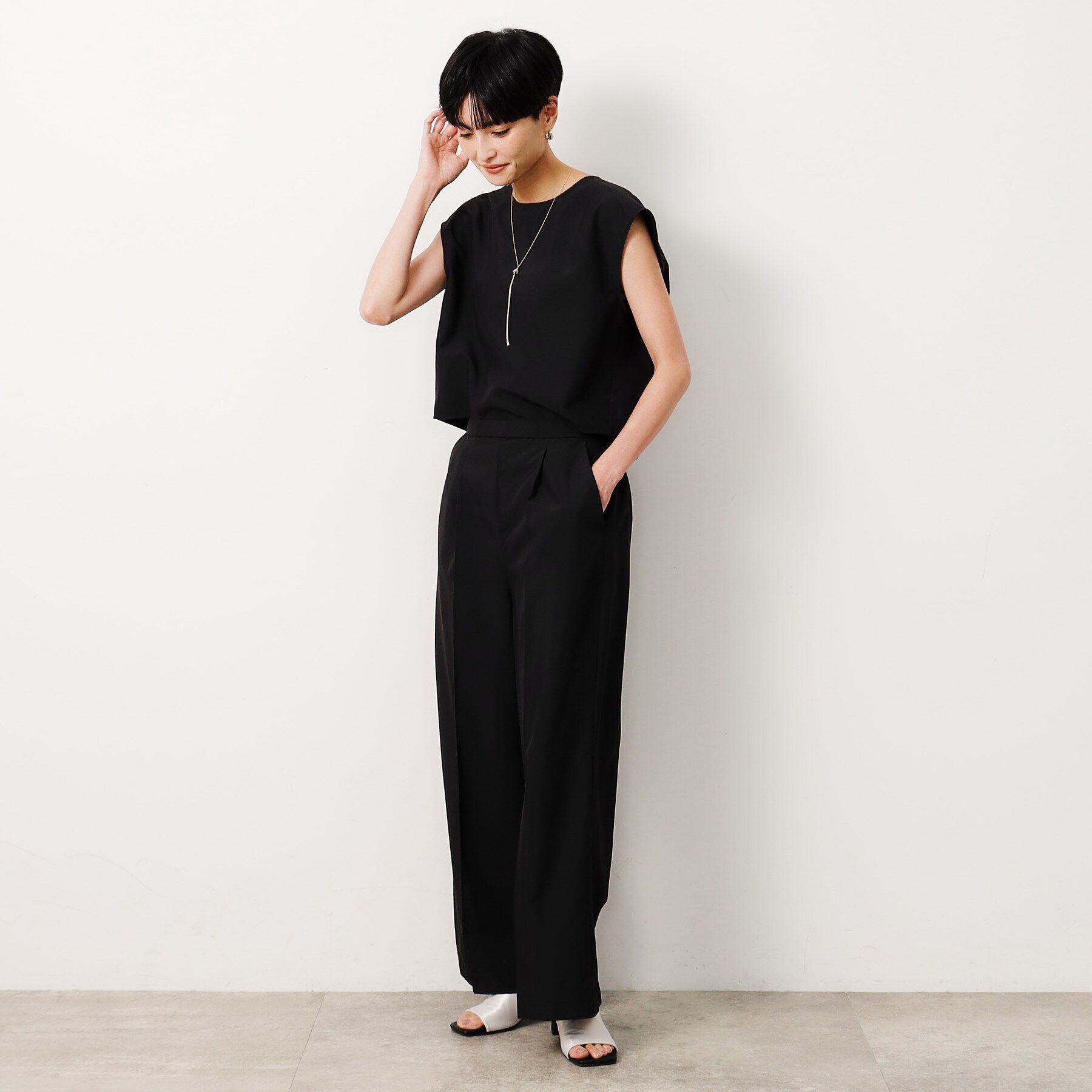 OPAQUE.CLIP「リネンライクオールインワン【洗濯機洗い可】」|オールインワン|