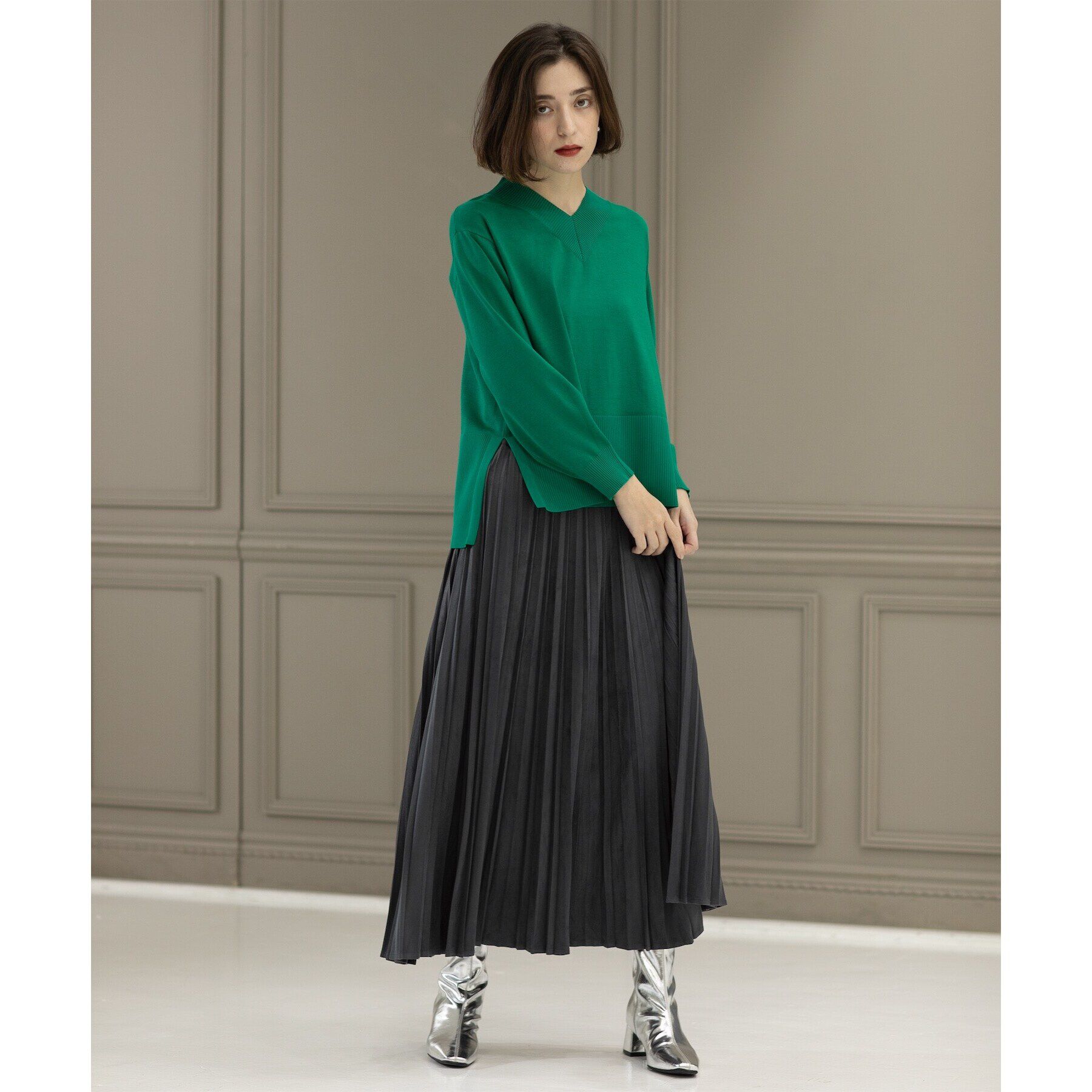 OPAQUE.CLIP「《5color/S-LLsize》フェイクスウェードイージープリーツスカート【洗濯機洗い可】」|スカート|