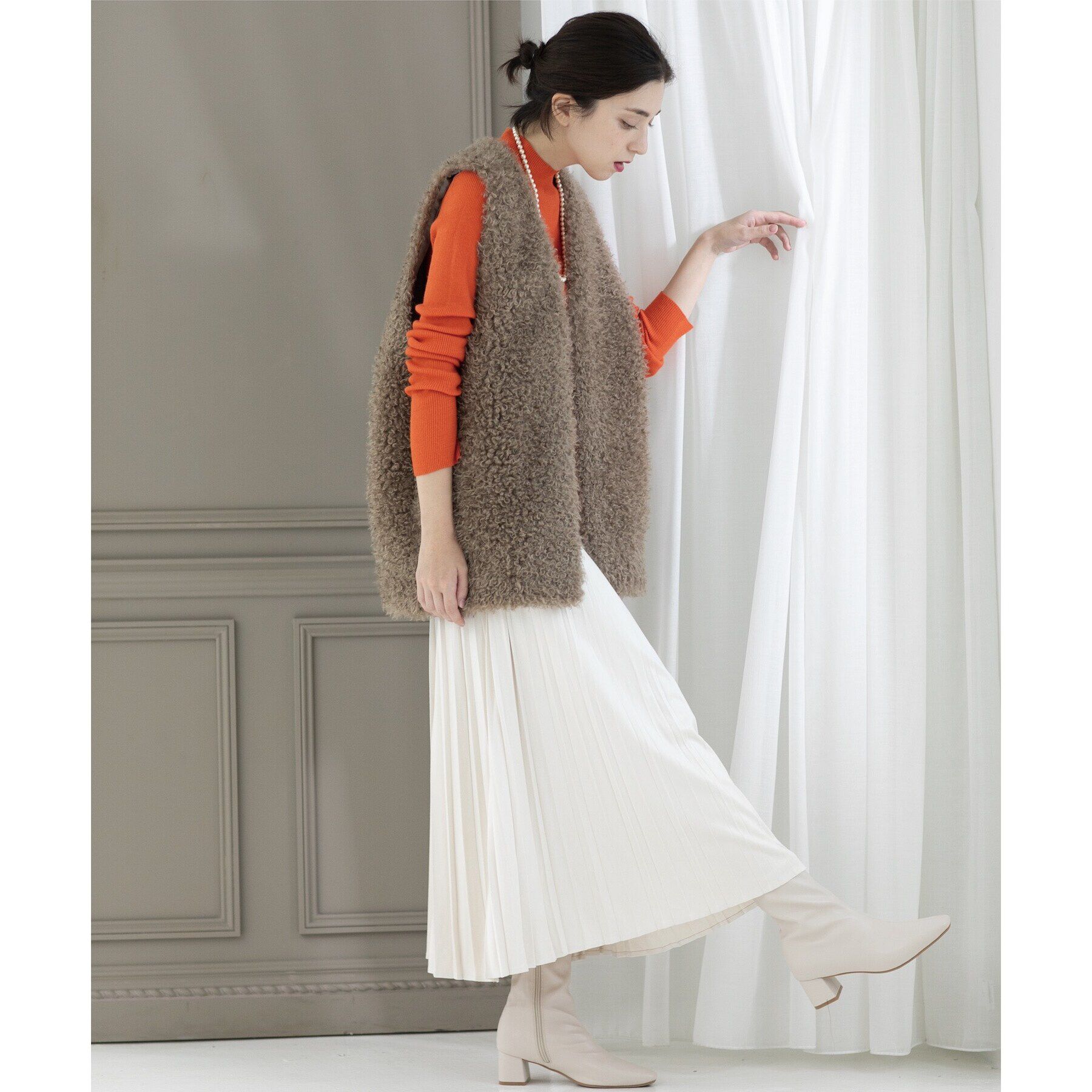 OPAQUE.CLIP「《5color/S-LLsize》フェイクスウェードイージープリーツスカート【洗濯機洗い可】」|スカート|