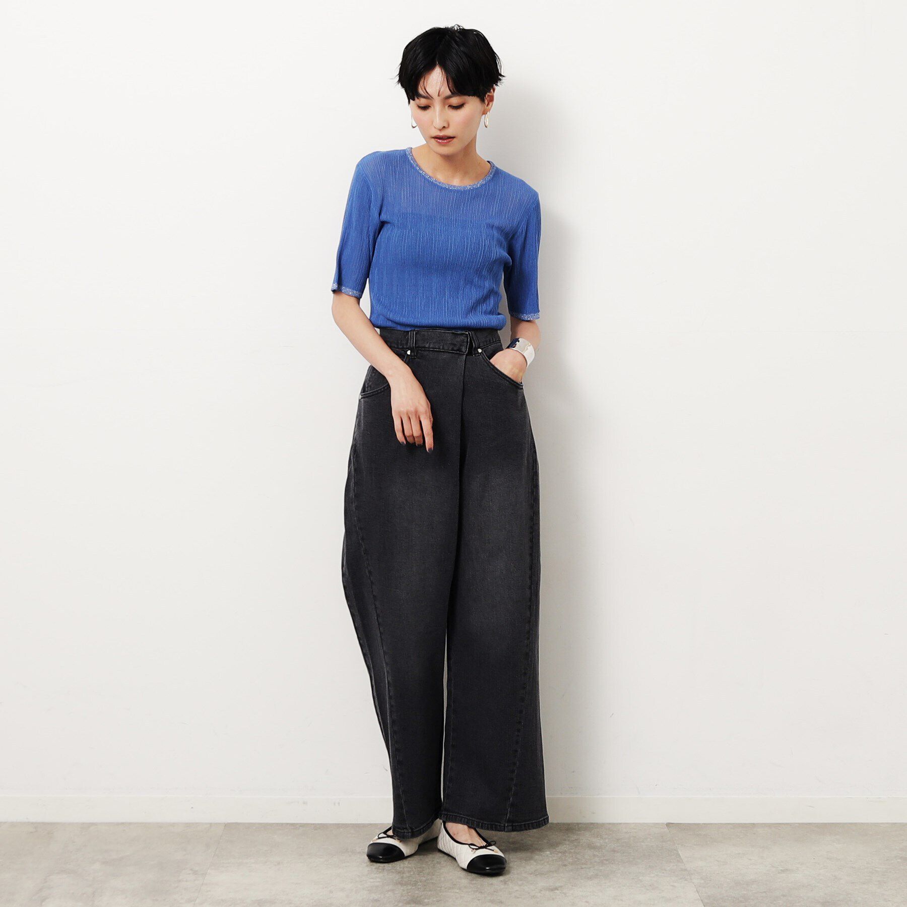 OPAQUE.CLIP「ラメ使いシアーニットプルオーバー【洗濯機洗い可/抗ピル】」|ニット・セーター|