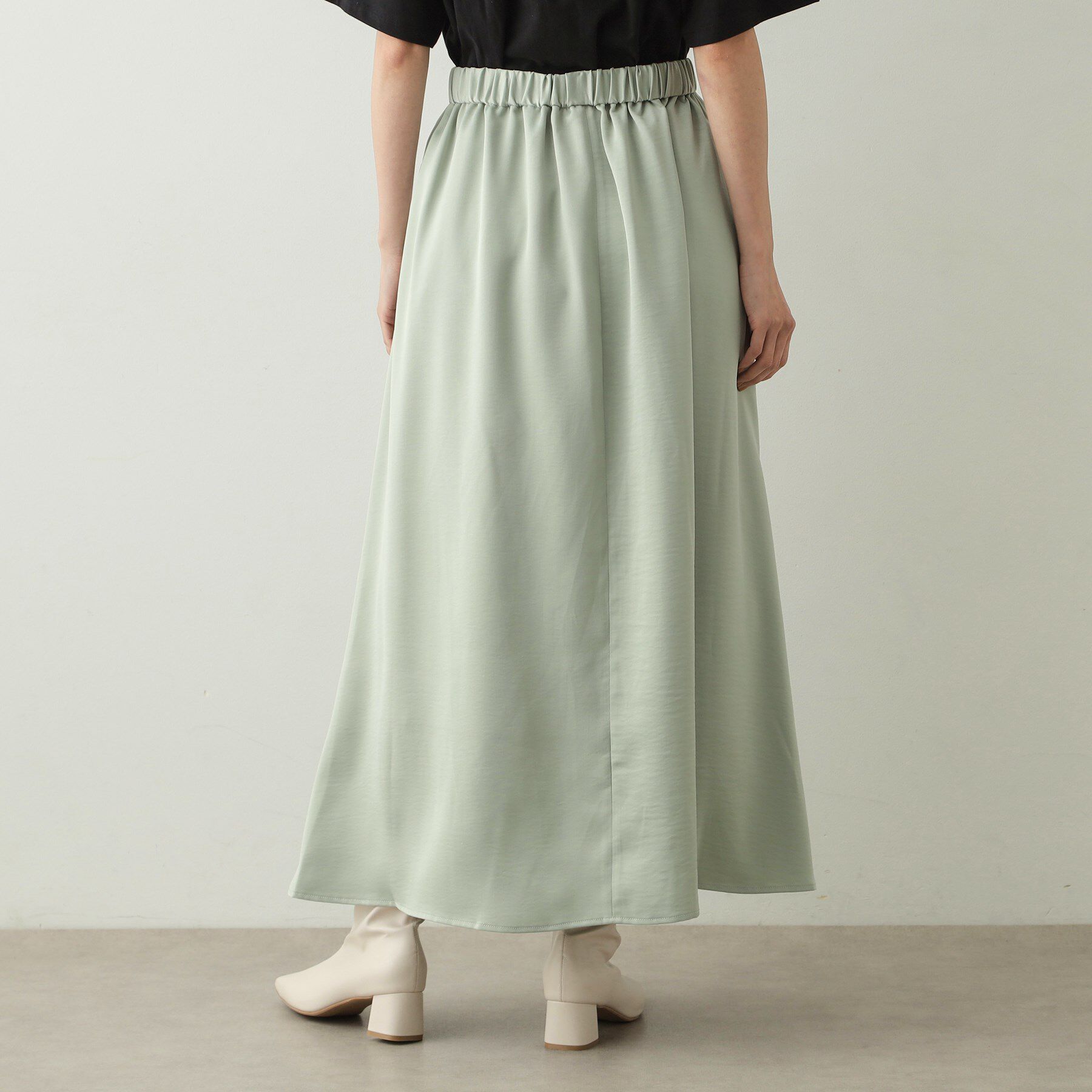 OPAQUE.CLIP「サテンナローフレアスカート【洗濯機洗い可】」|スカート|