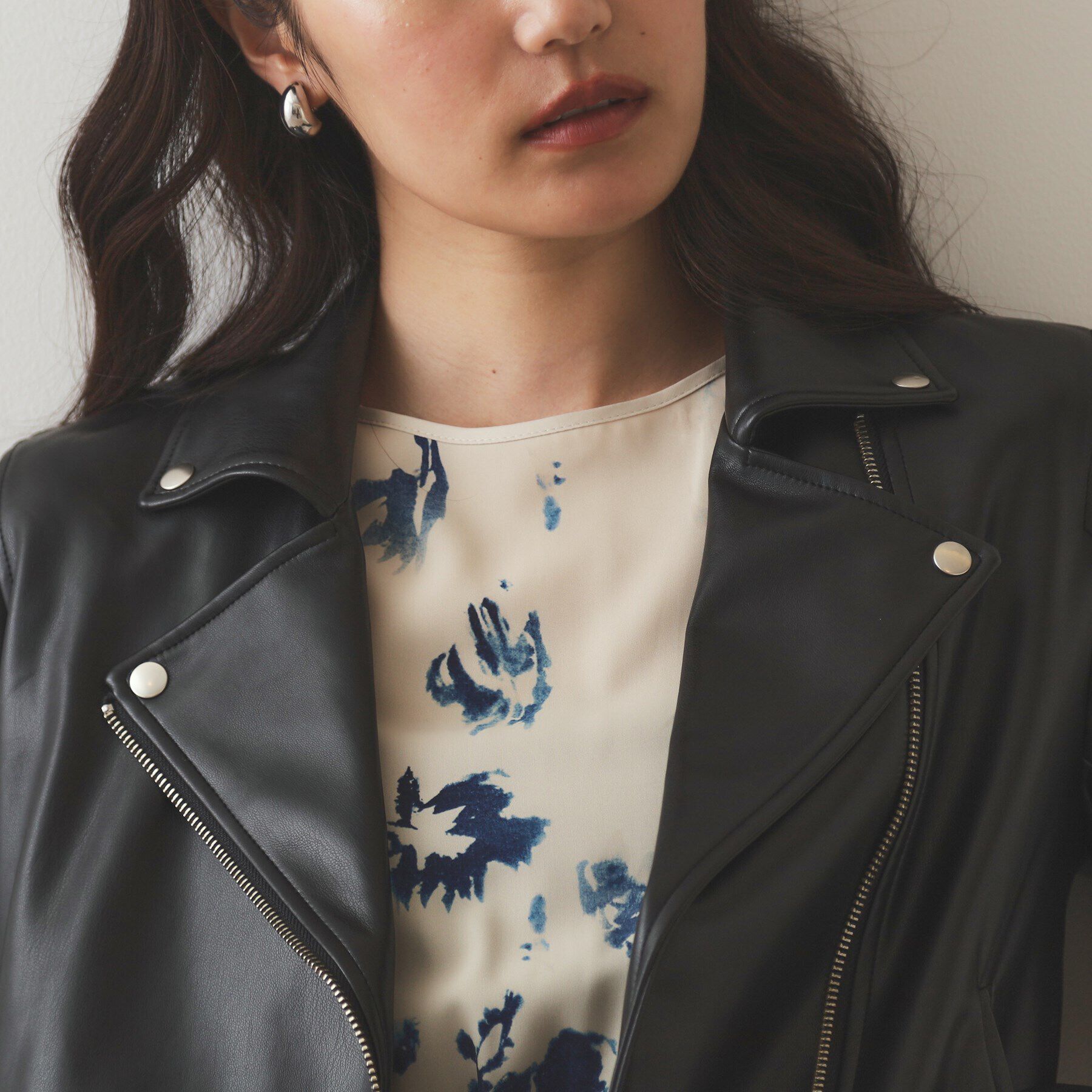 OPAQUE.CLIP「シンセティックレザーライダースジャケット【洗える】」|ライダースジャケット|