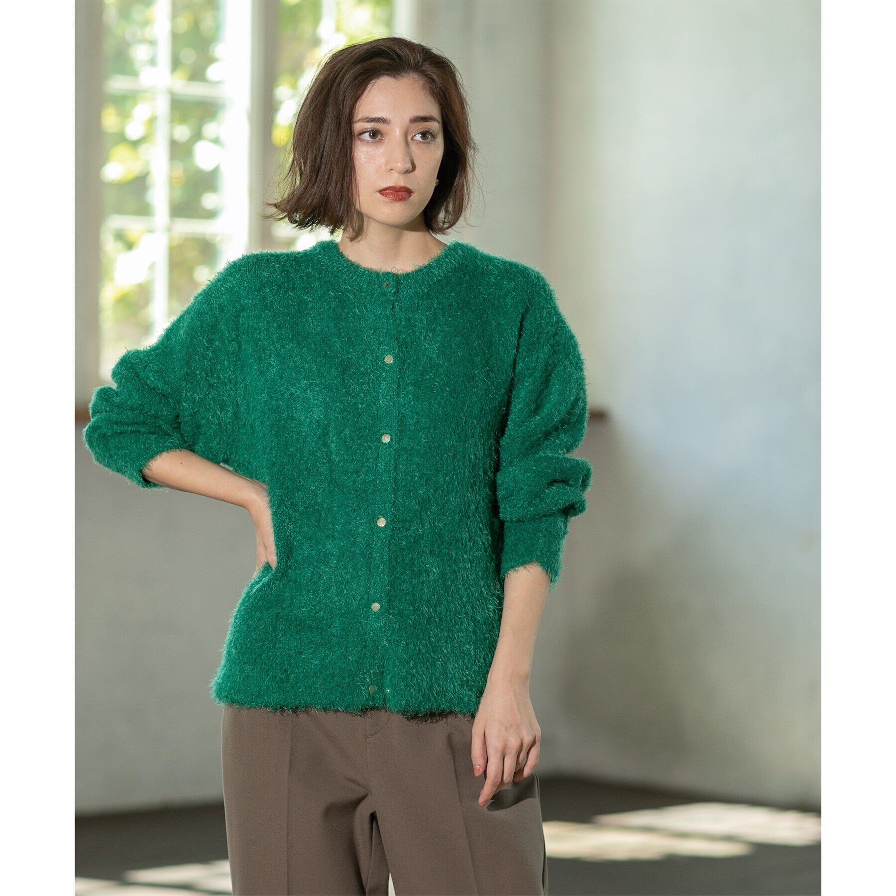 OPAQUE.CLIP「《BAILA掲載》シャギーニットミドルカーディガン【洗濯機洗い可】」|カーディガン|