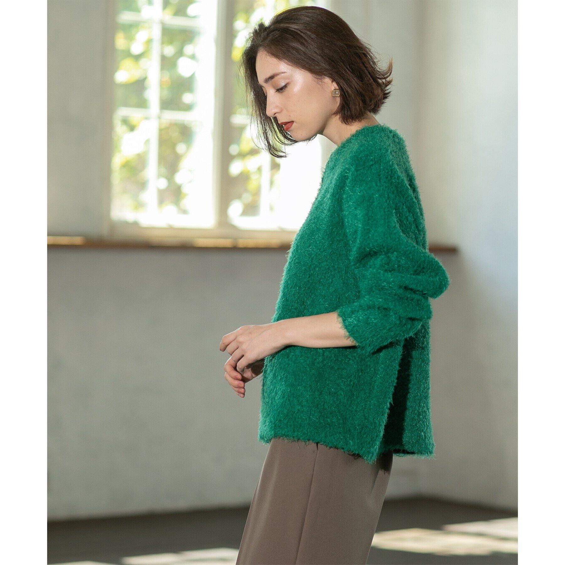 OPAQUE.CLIP「《BAILA掲載》シャギーニットミドルカーディガン【洗濯機洗い可】」|カーディガン|