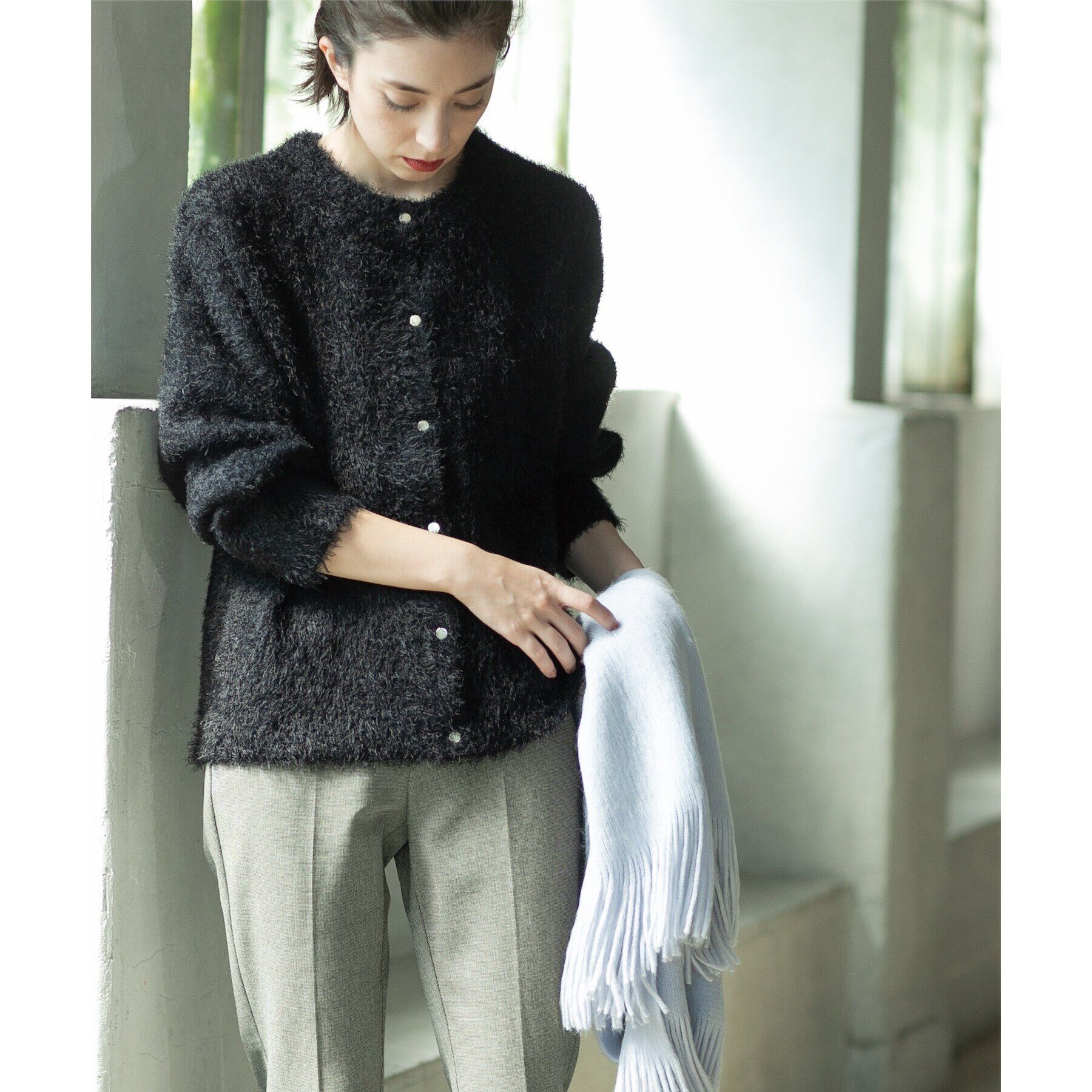 OPAQUE.CLIP「《BAILA掲載》シャギーニットミドルカーディガン【洗濯機洗い可】」|カーディガン|