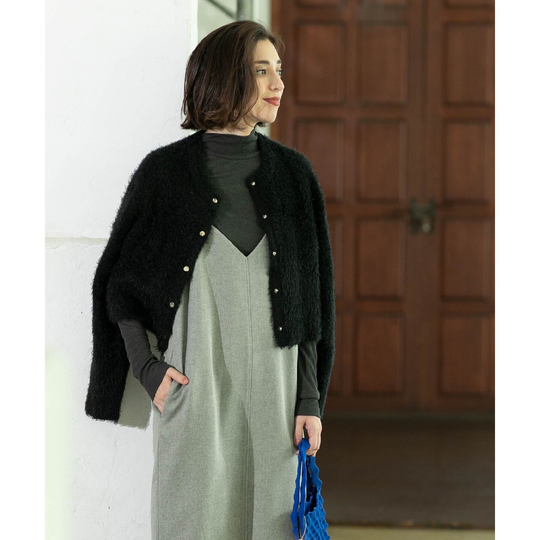 OPAQUE.CLIP「《6color》シャギーニットショートカーディガン【洗濯機洗い可】」|カーディガン|