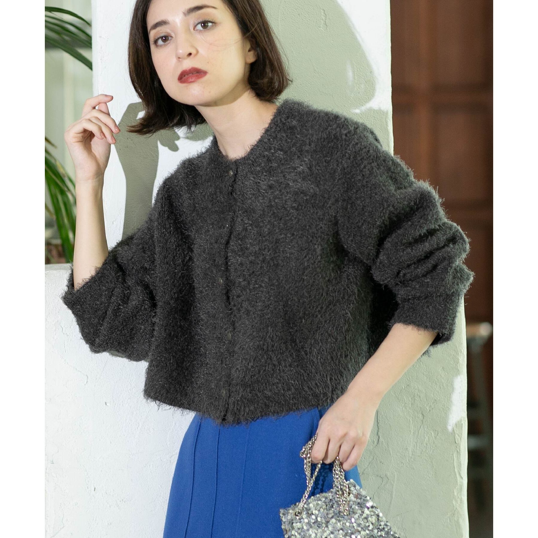 OPAQUE.CLIP「《6color》シャギーニットショートカーディガン【洗濯機洗い可】」|カーディガン|