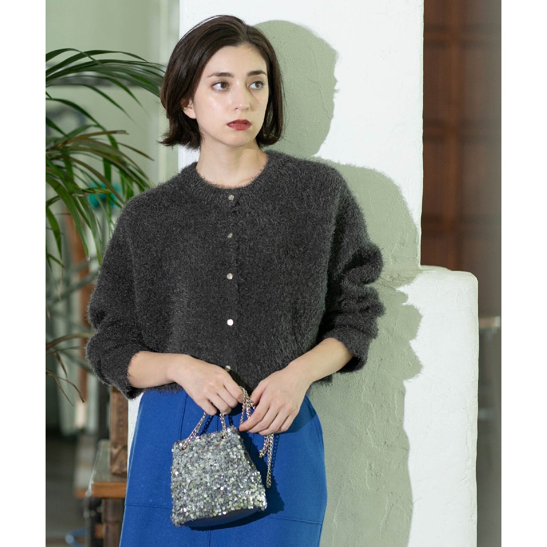 OPAQUE.CLIP「《6color》シャギーニットショートカーディガン【洗濯機洗い可】」|カーディガン|