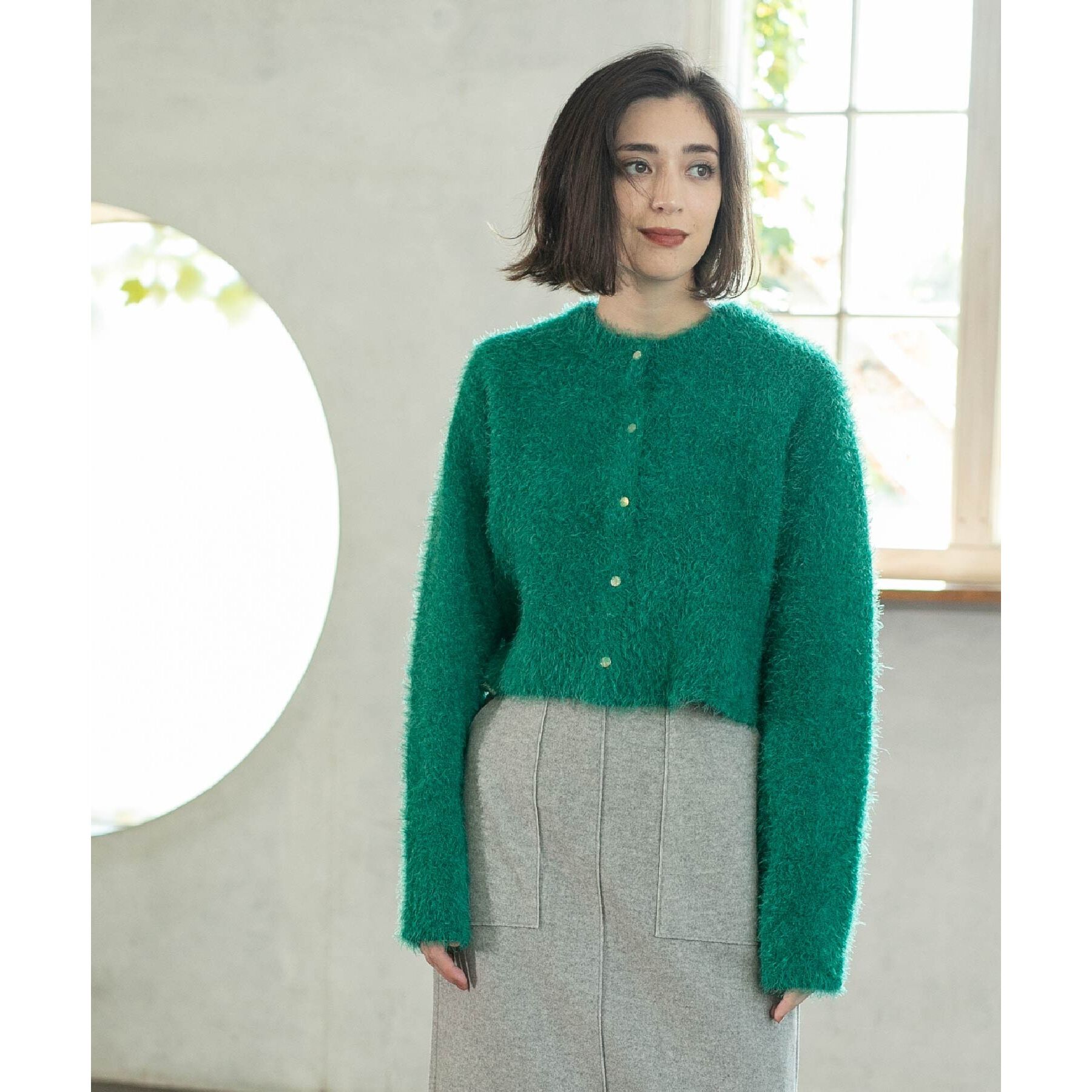 OPAQUE.CLIP「《6color》シャギーニットショートカーディガン【洗濯機洗い可】」|カーディガン|