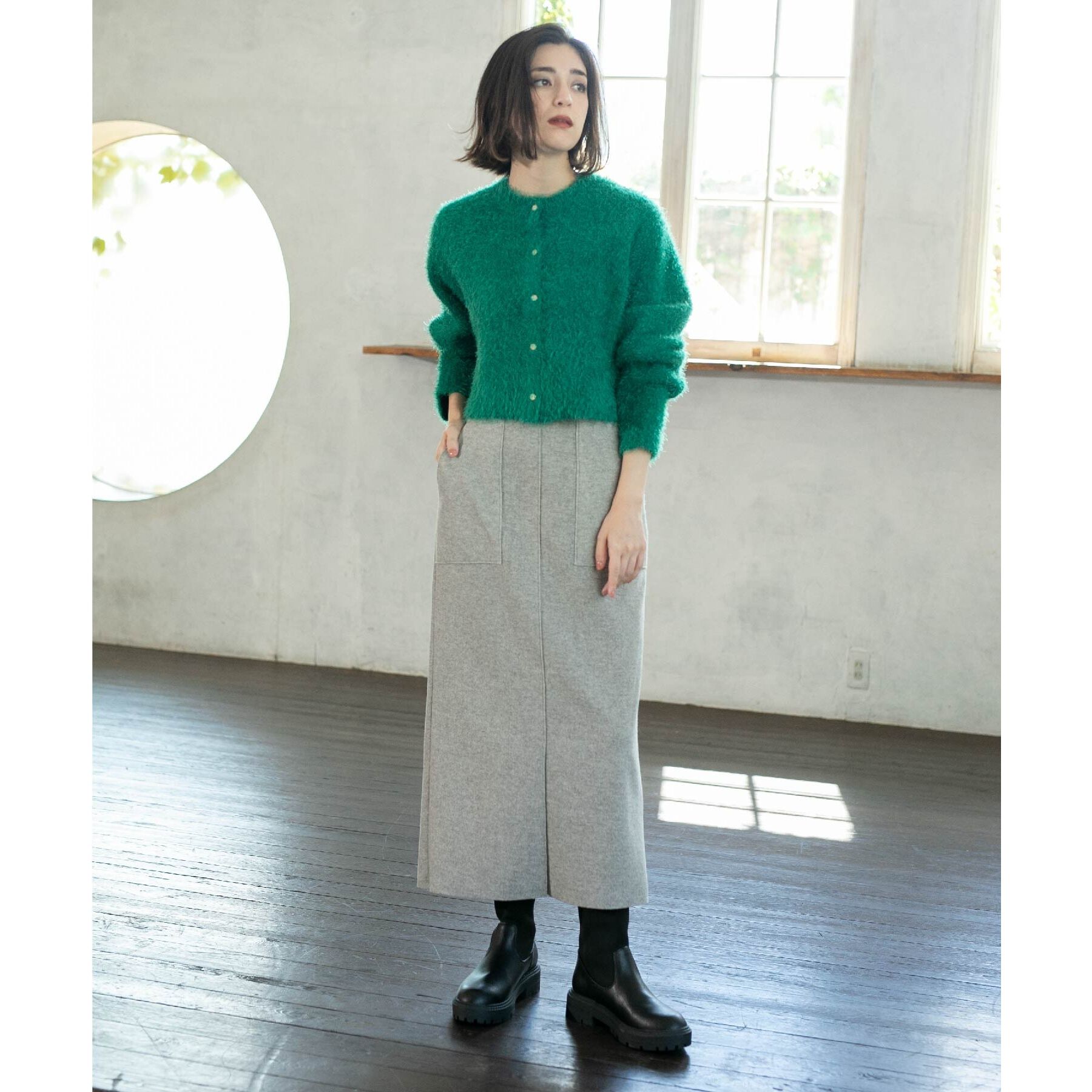 OPAQUE.CLIP「《6color》シャギーニットショートカーディガン【洗濯機洗い可】」|カーディガン|