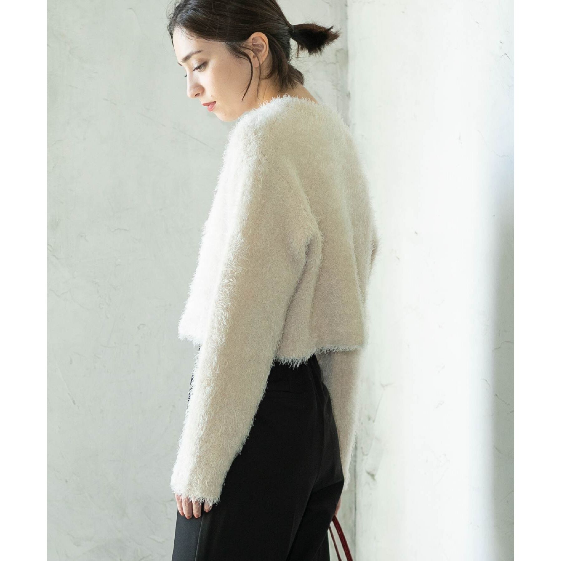 OPAQUE.CLIP「《6color》シャギーニットショートカーディガン【洗濯機洗い可】」|カーディガン|