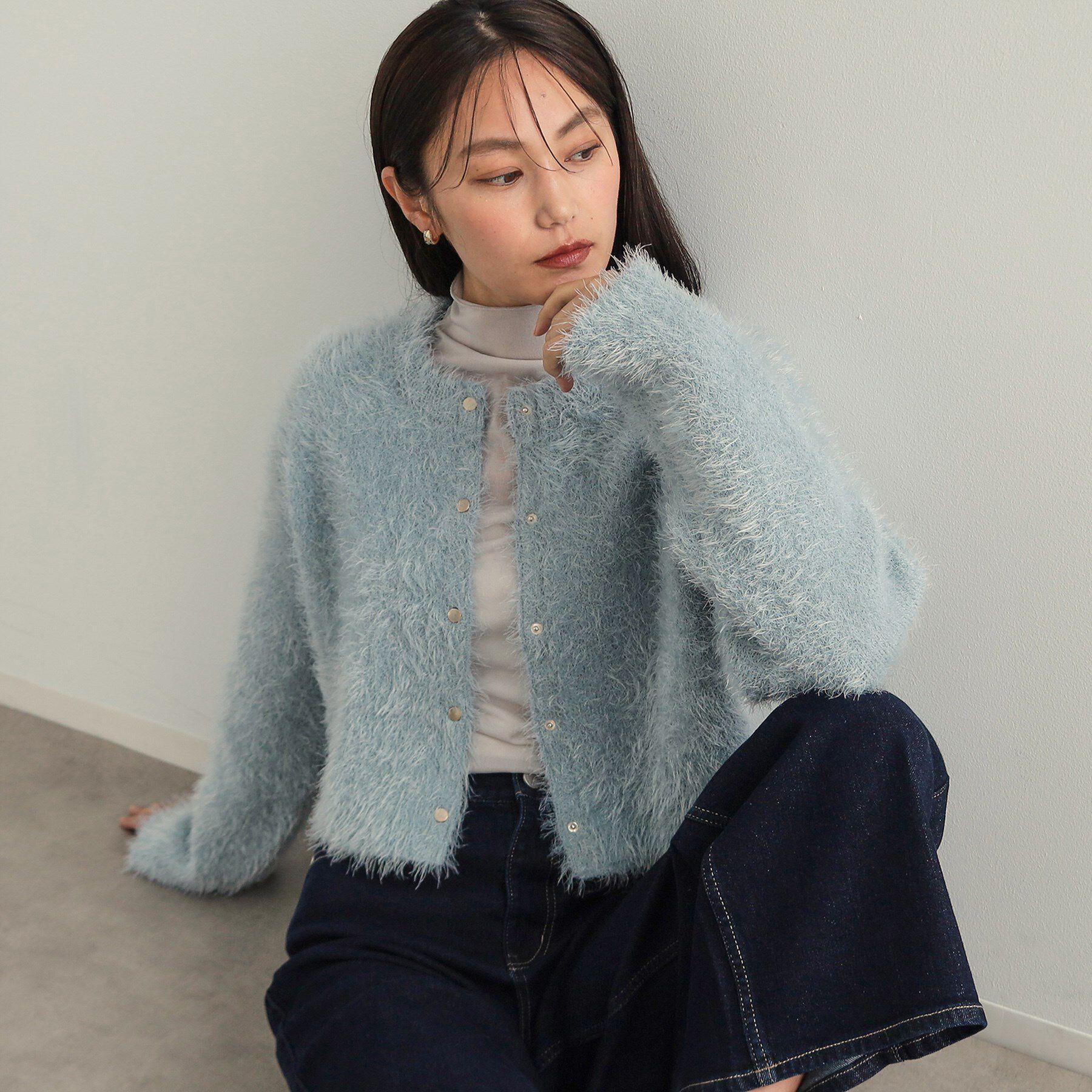 OPAQUE.CLIP「《6color》シャギーニットショートカーディガン【洗濯機洗い可】」|カーディガン|