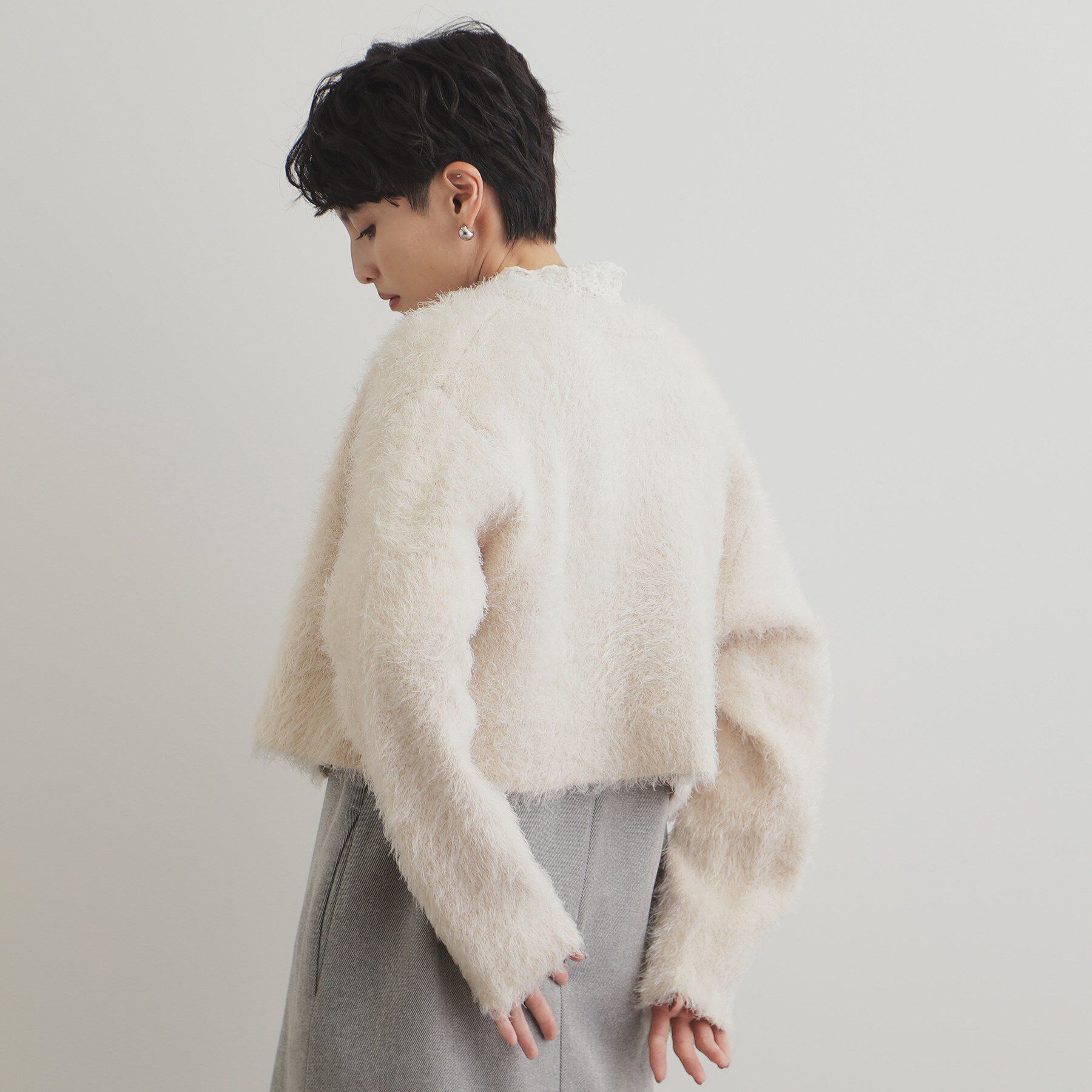 OPAQUE.CLIP「《6color》シャギーニットショートカーディガン【洗濯機洗い可】」|カーディガン|