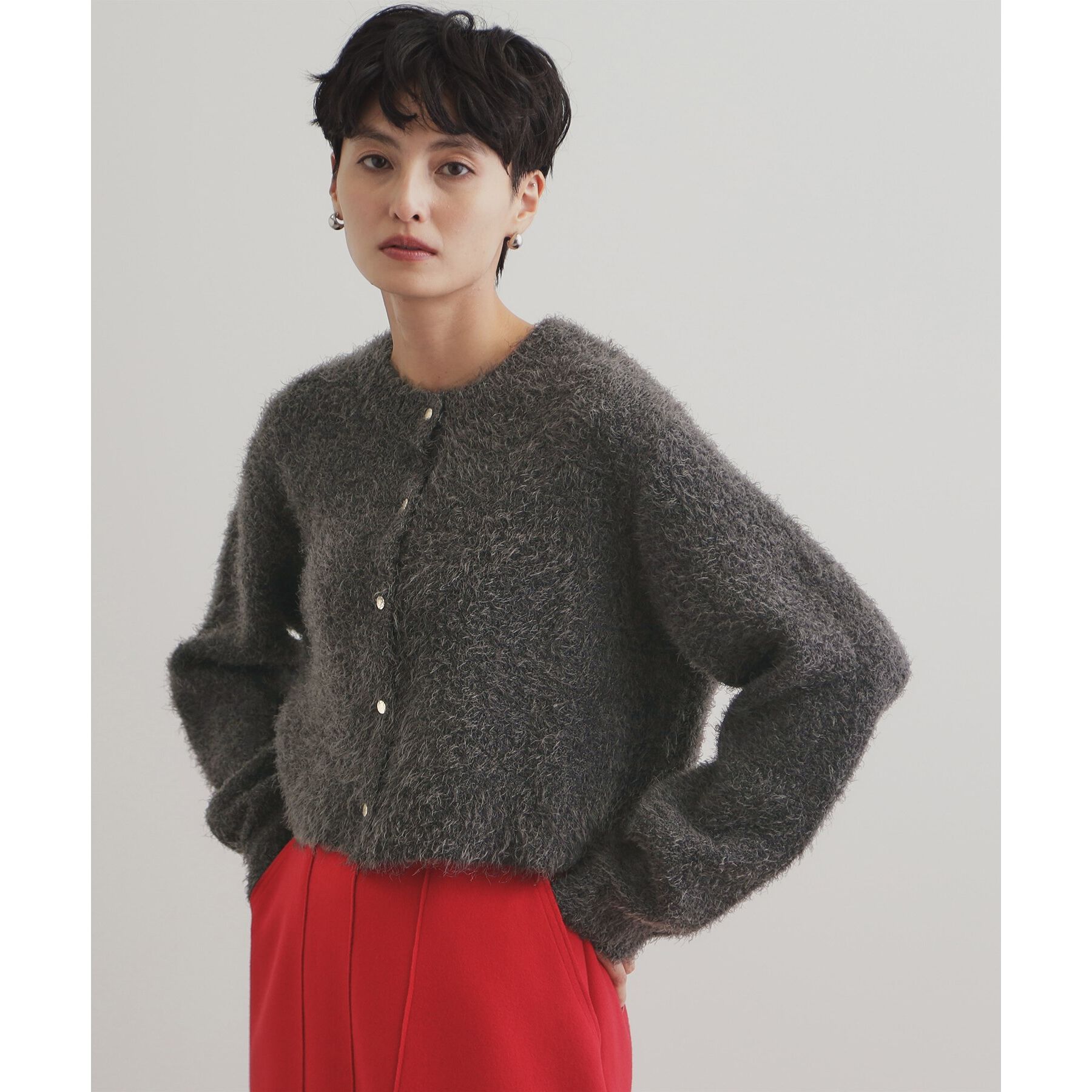 OPAQUE.CLIP「《6color》シャギーニットショートカーディガン【洗濯機洗い可】」|カーディガン|