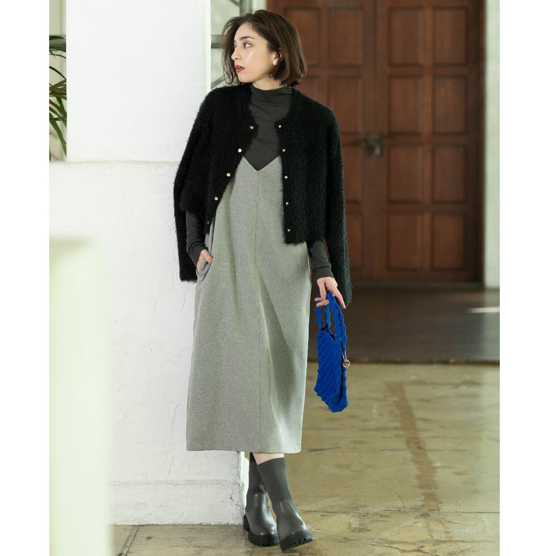 OPAQUE.CLIP「《6color》シャギーニットショートカーディガン【洗濯機洗い可】」|カーディガン|