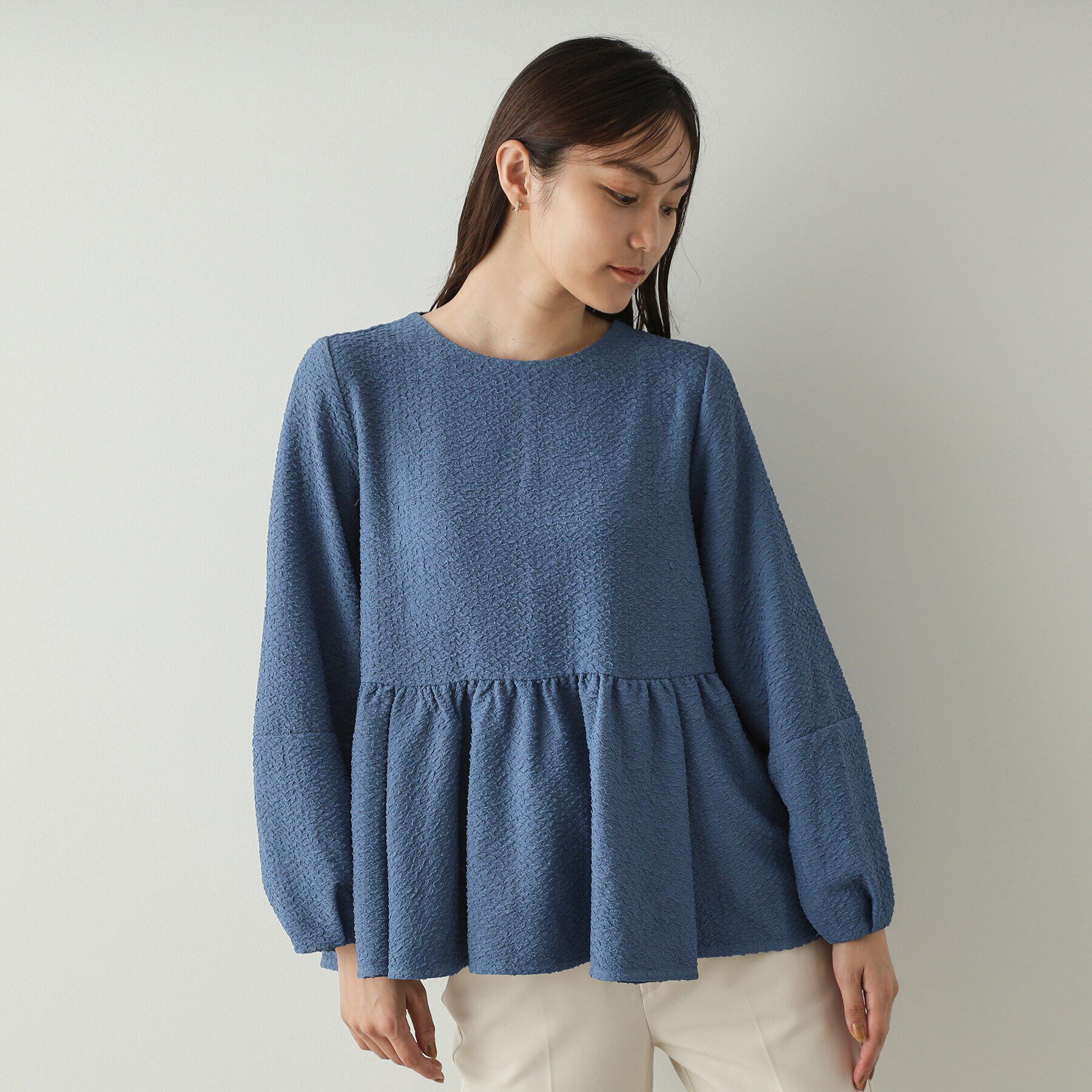 OPAQUE.CLIP「ふくれジャカードペプラムブラウス【洗濯機洗い可】」|シャツ・ブラウス|