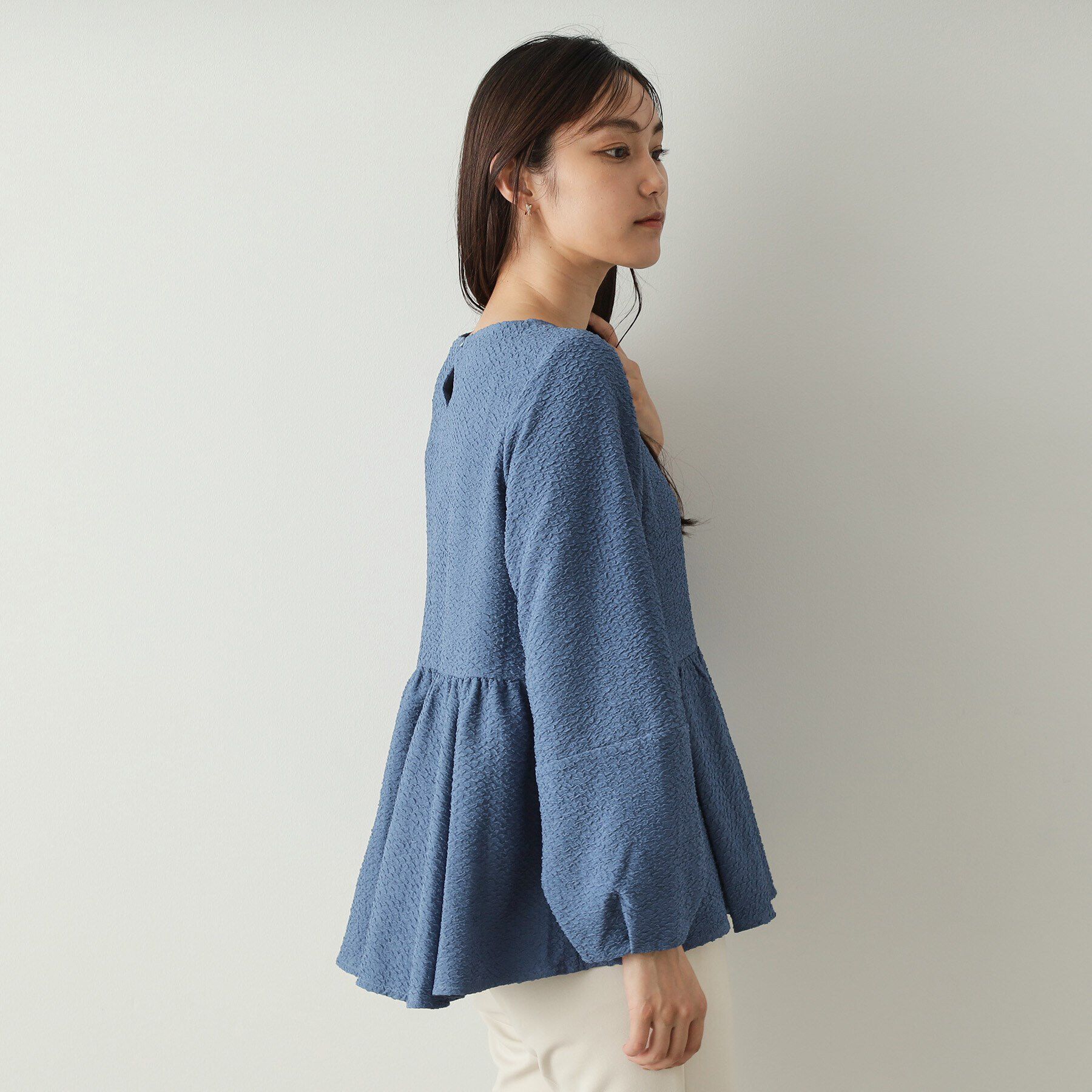 OPAQUE.CLIP「ふくれジャカードペプラムブラウス【洗濯機洗い可】」|シャツ・ブラウス|