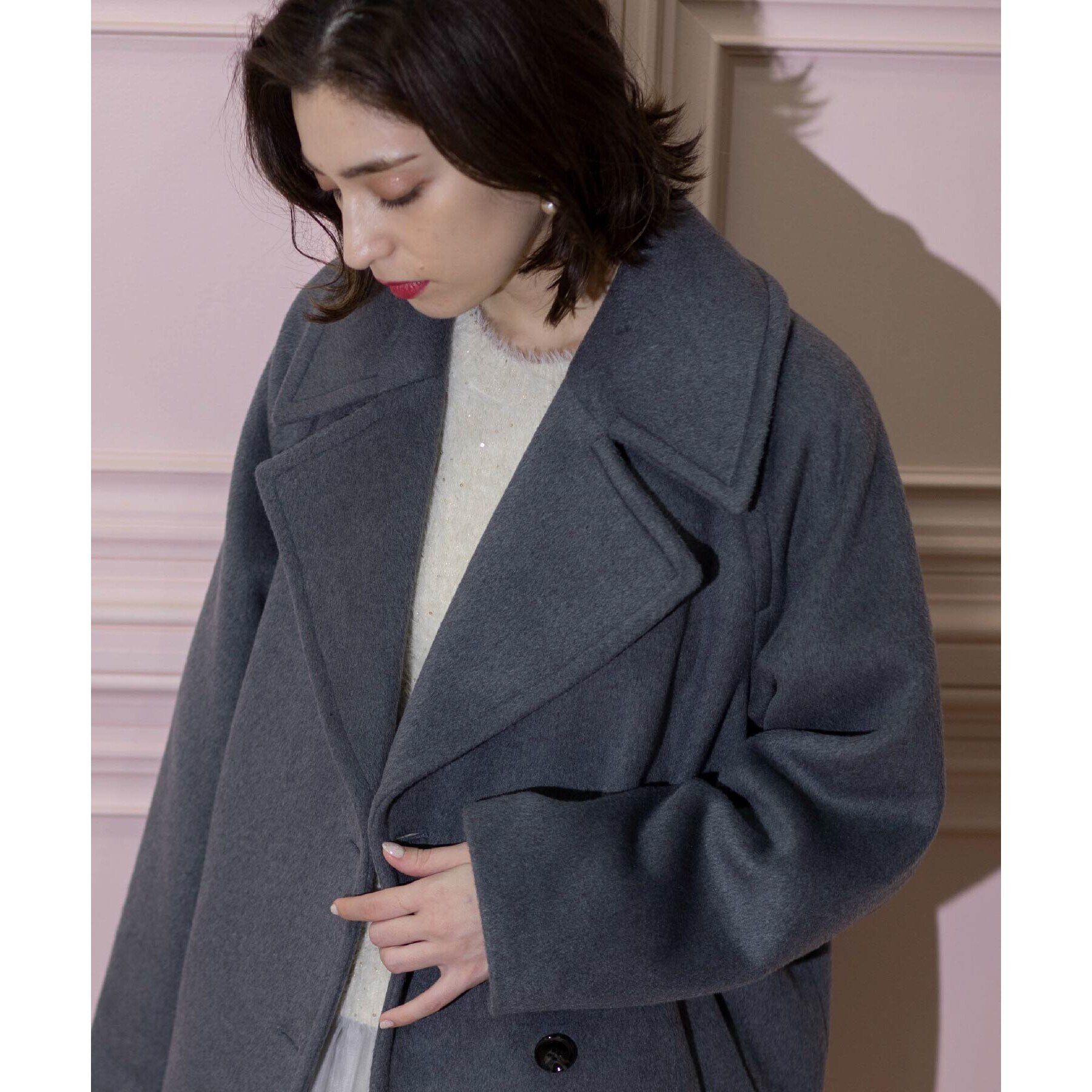 OPAQUE.CLIP「《S-LLsize》ウールカシミヤブレンド ミドルピーコート」|ピーコート|